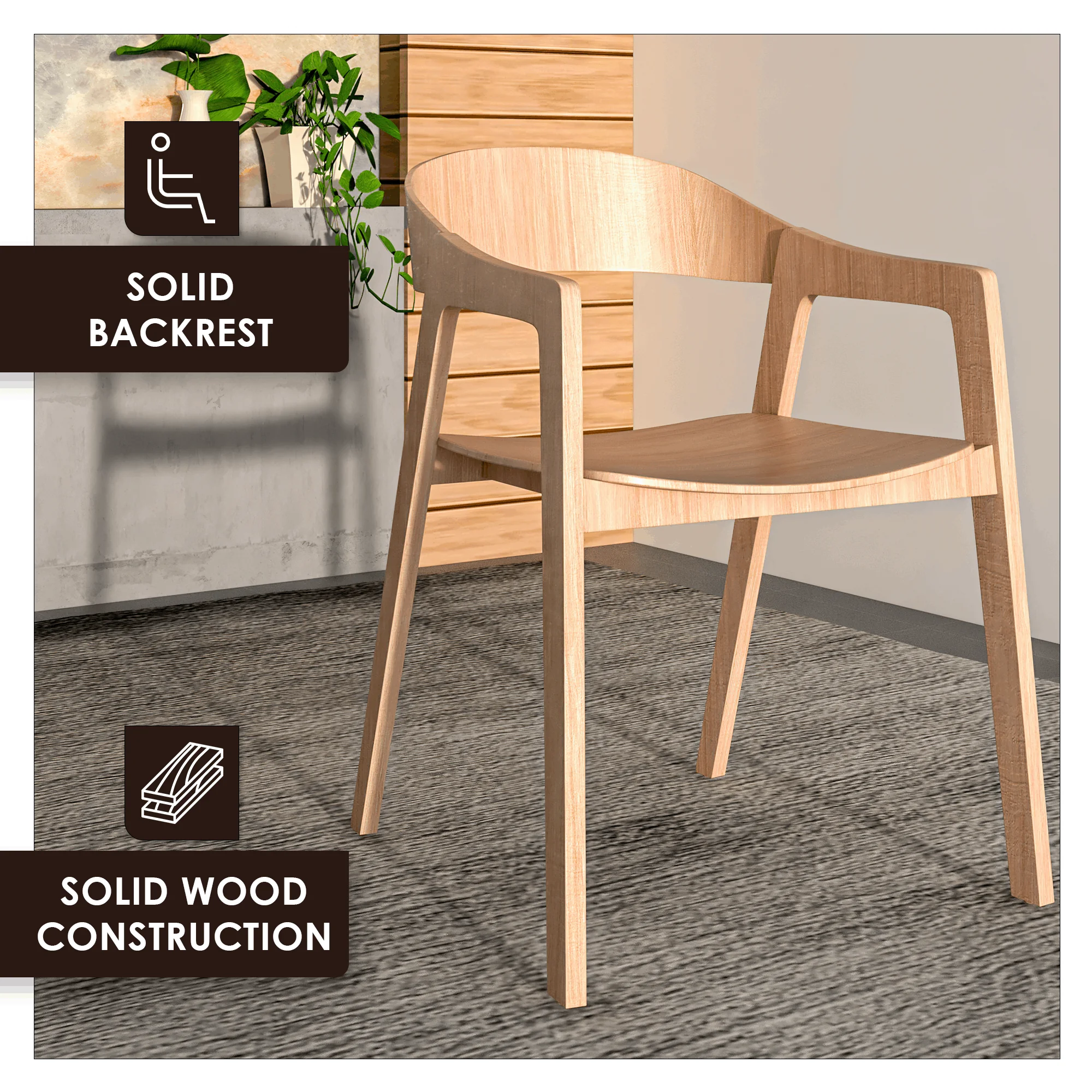 Rivo Collection Elegant Dining Chair in Natural Wood