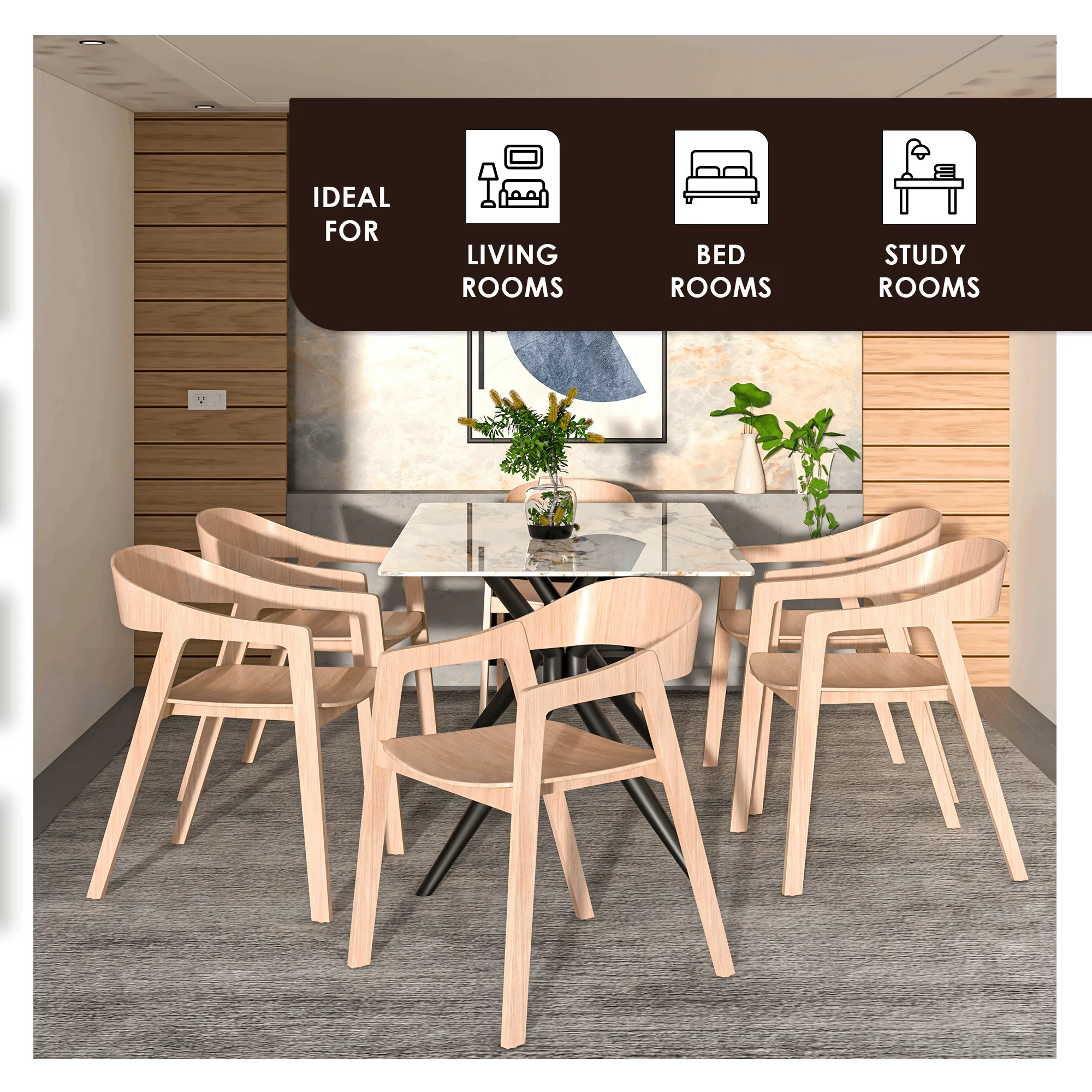 Rivo Collection Elegant Dining Chair in Natural Wood