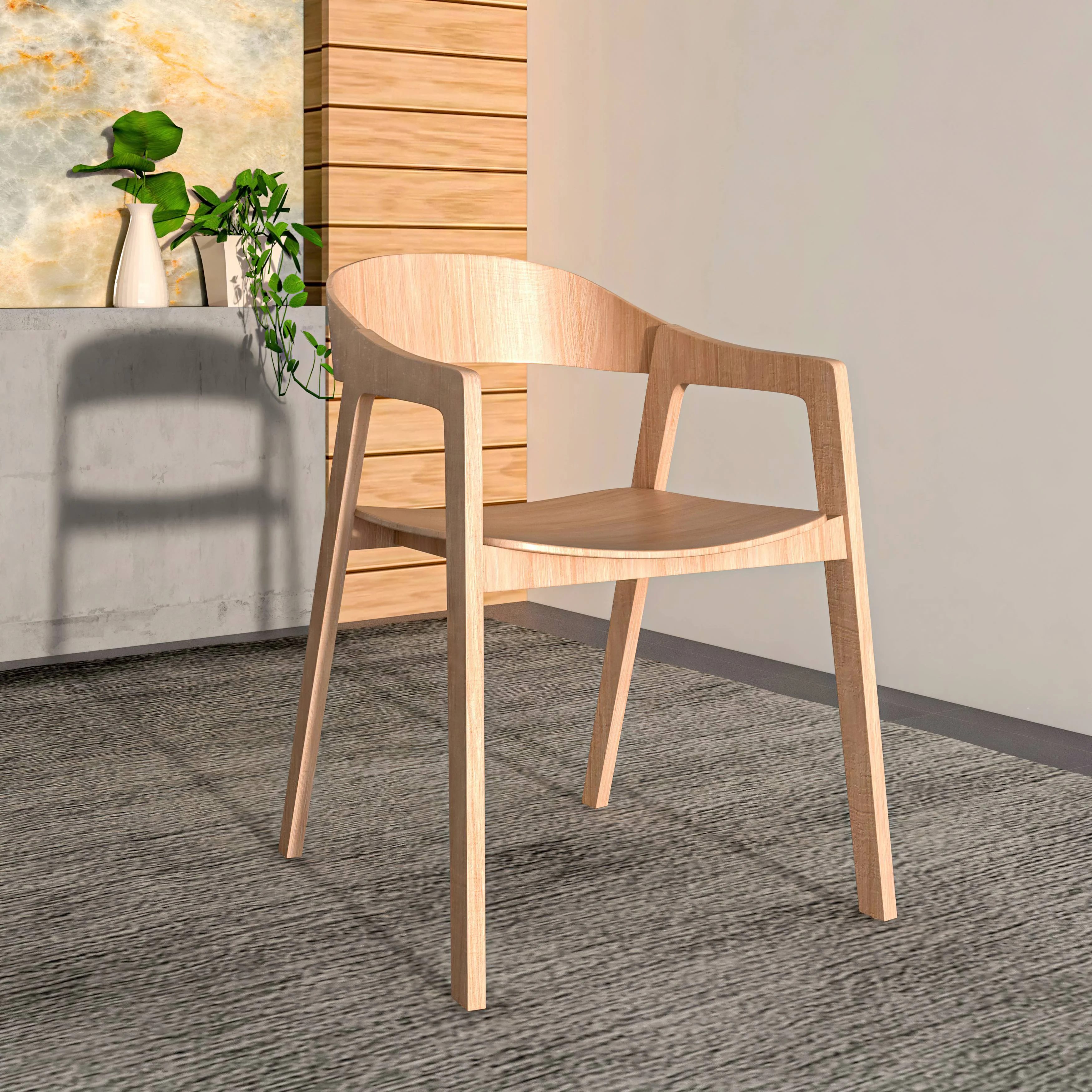 Rivo Collection Elegant Dining Chair in Natural Wood