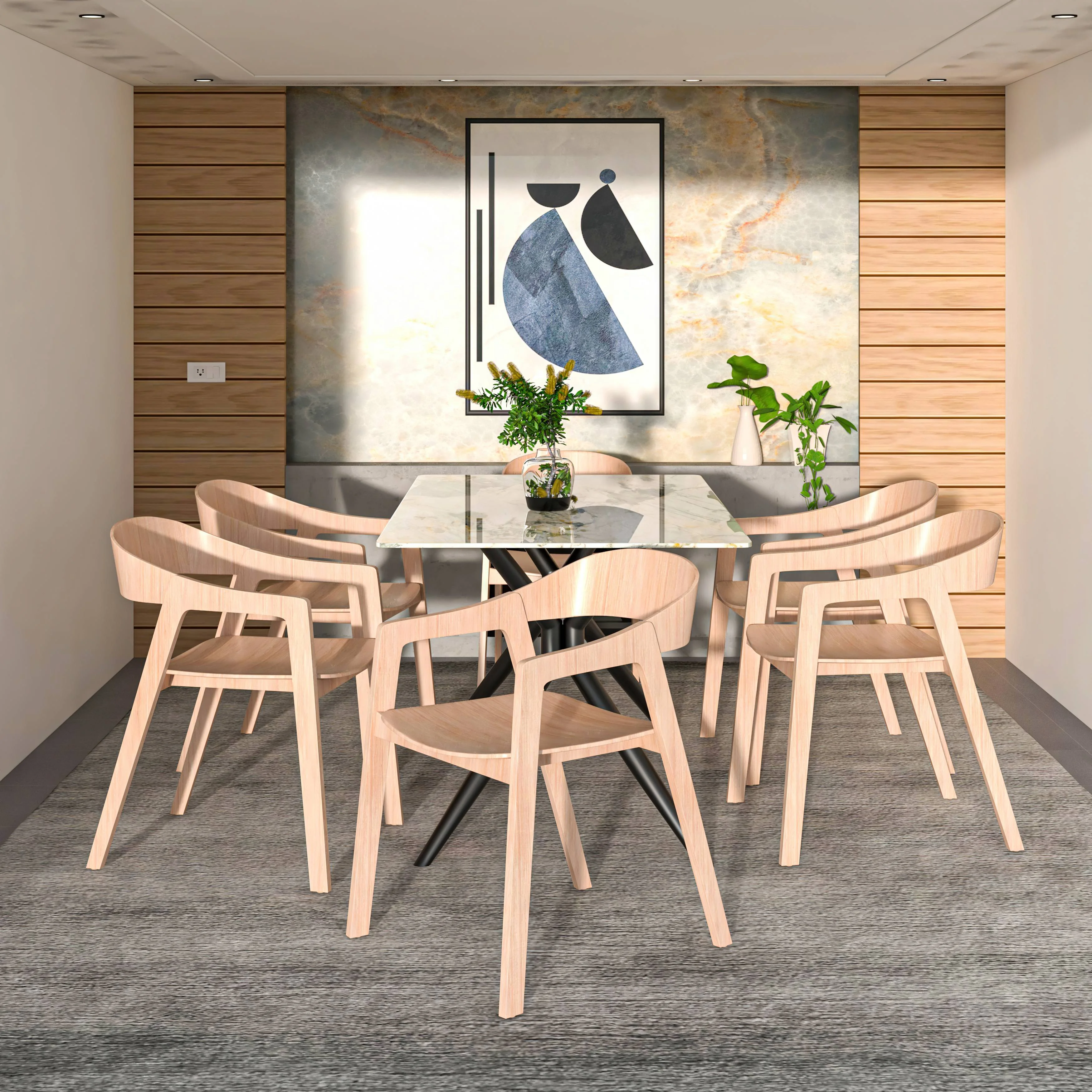 Rivo Collection Elegant Dining Chair in Natural Wood