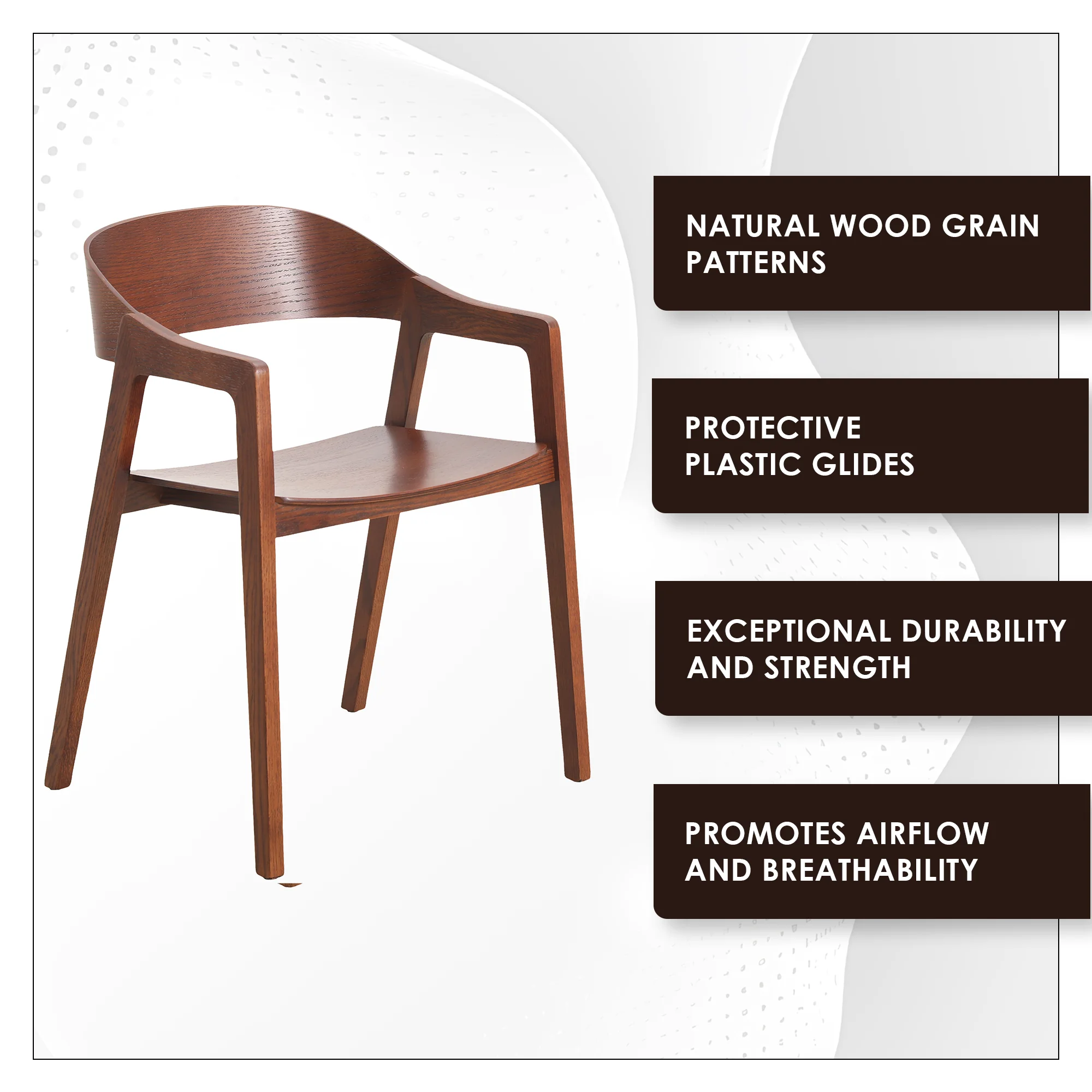 Rivo Collection Elegant Dining Chair in Dark Brown Wood