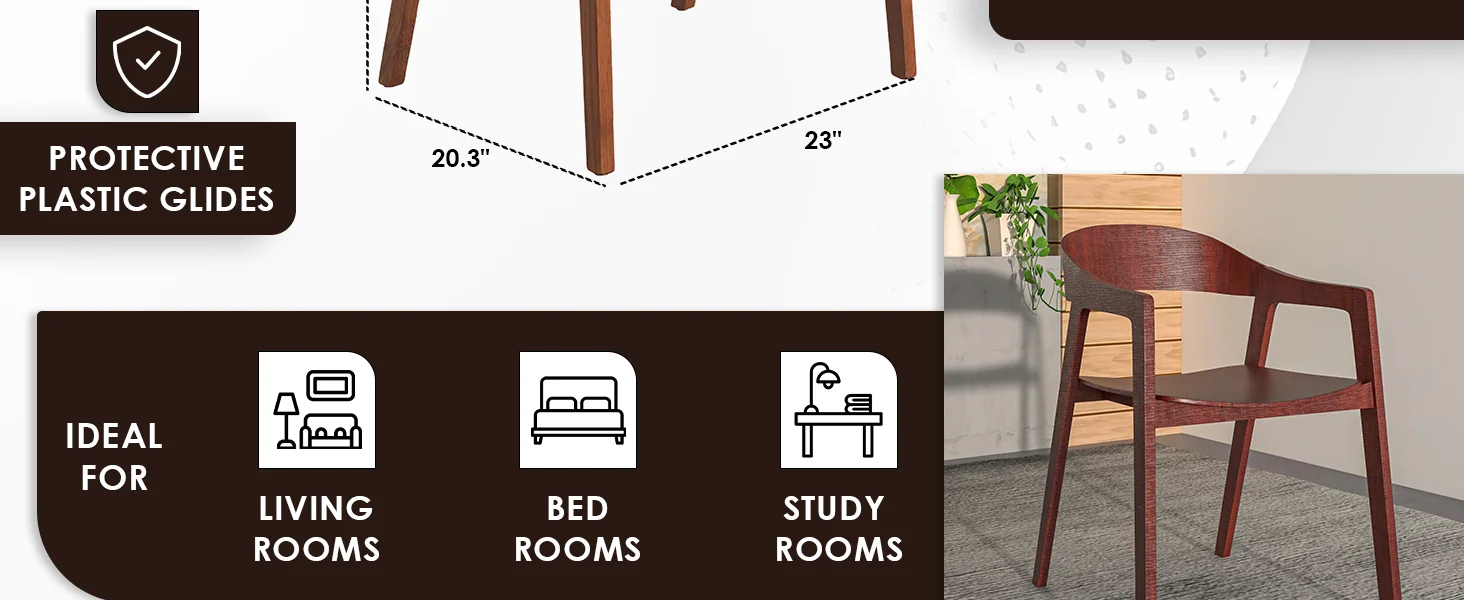 Rivo Collection Elegant Dining Chair in Dark Brown Wood - Set of 2