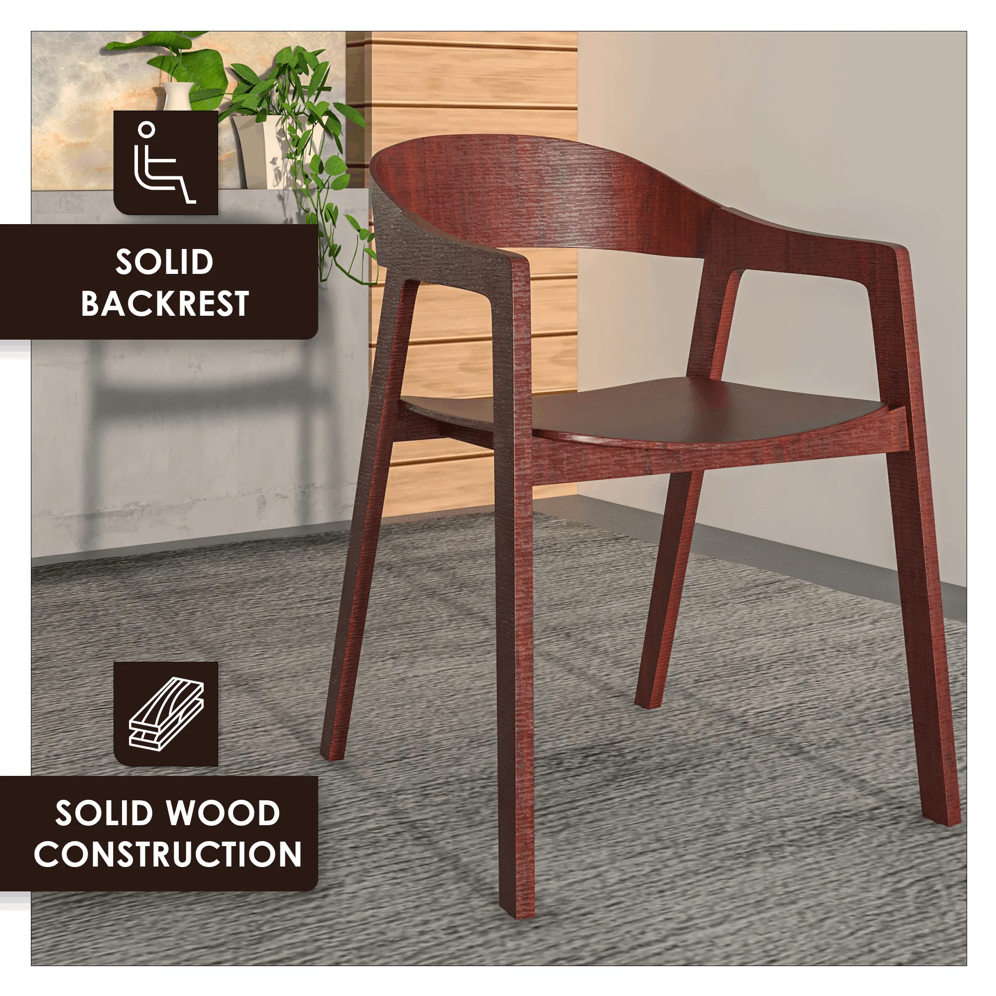 Rivo Collection Elegant Dining Chair in Dark Brown Wood