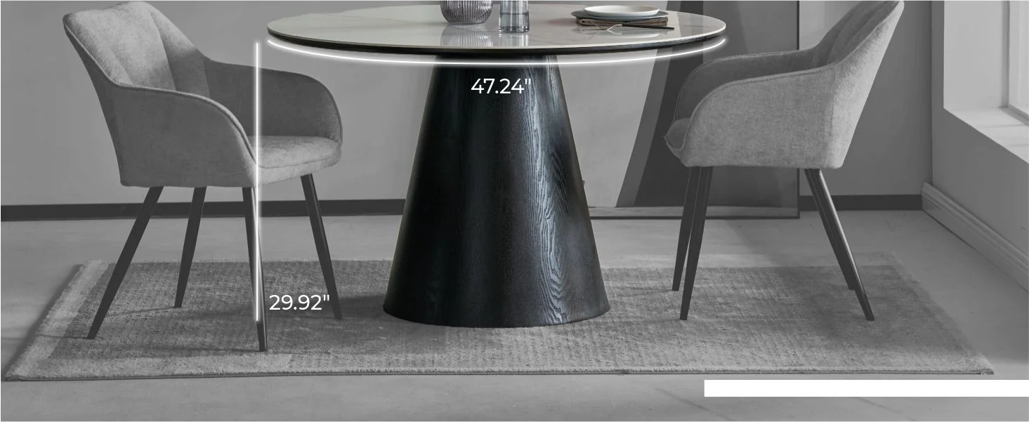 Riven Collection Modern Wooden 48" round dining table in black