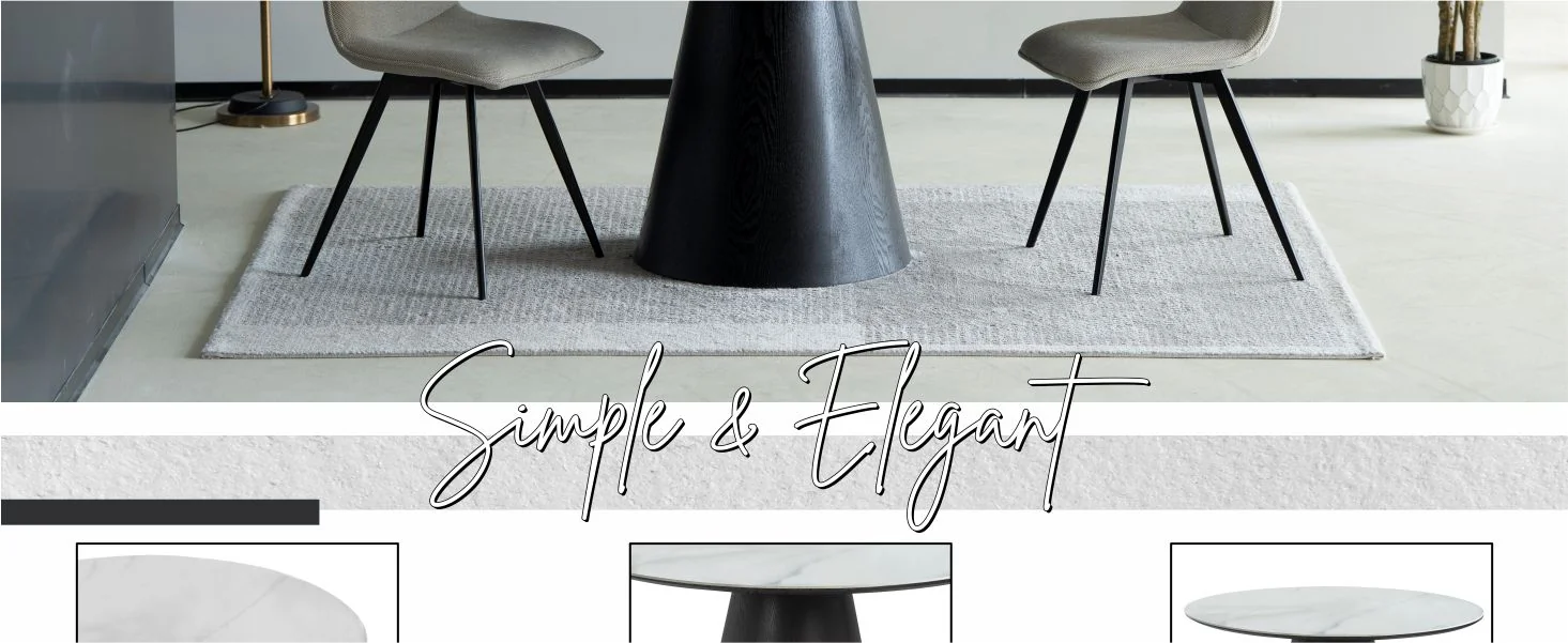 Riven Collection Modern Wooden 48" round dining table in black