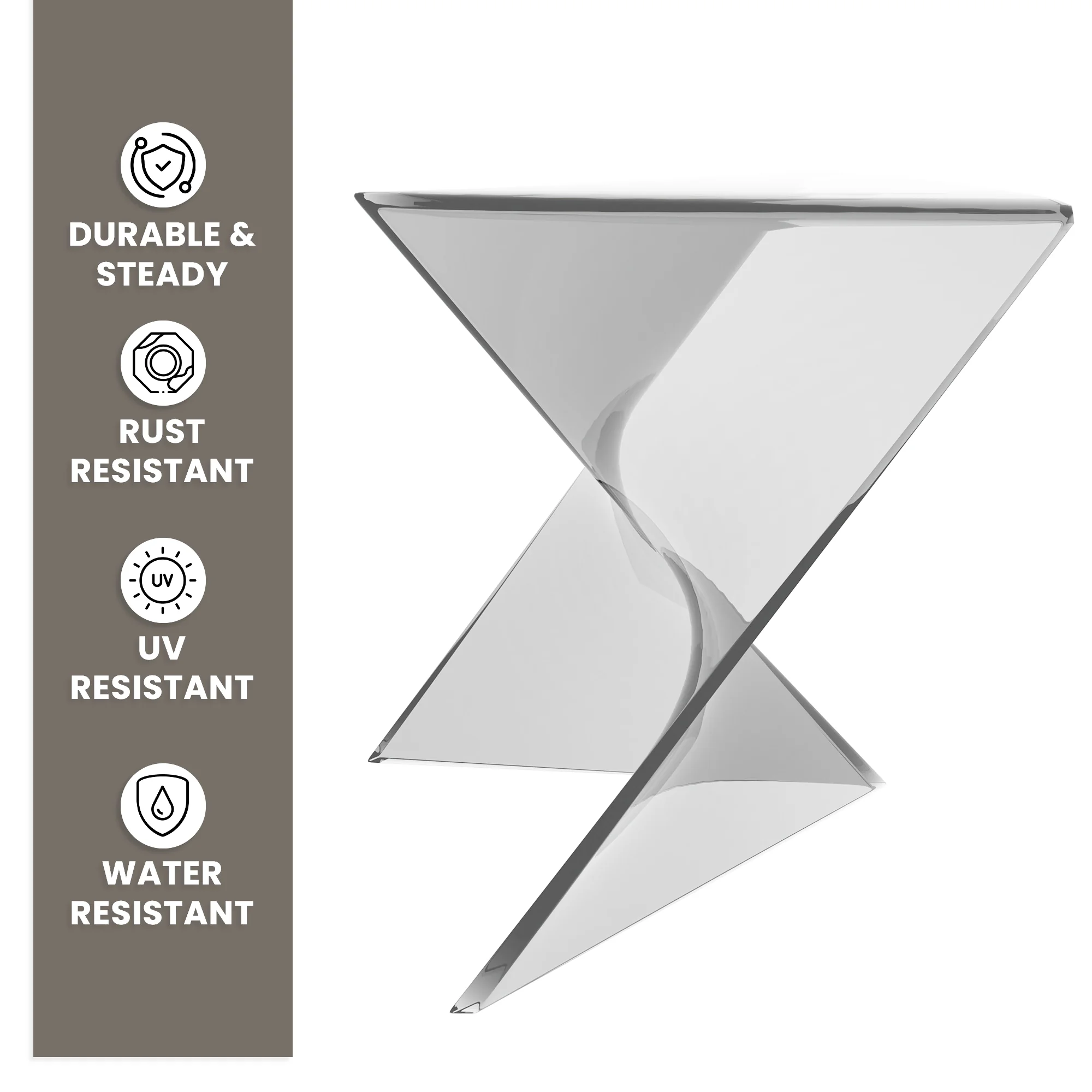 Randolph Modern Accent Side Table Indoor and Outdoor Use Clear Set of 4