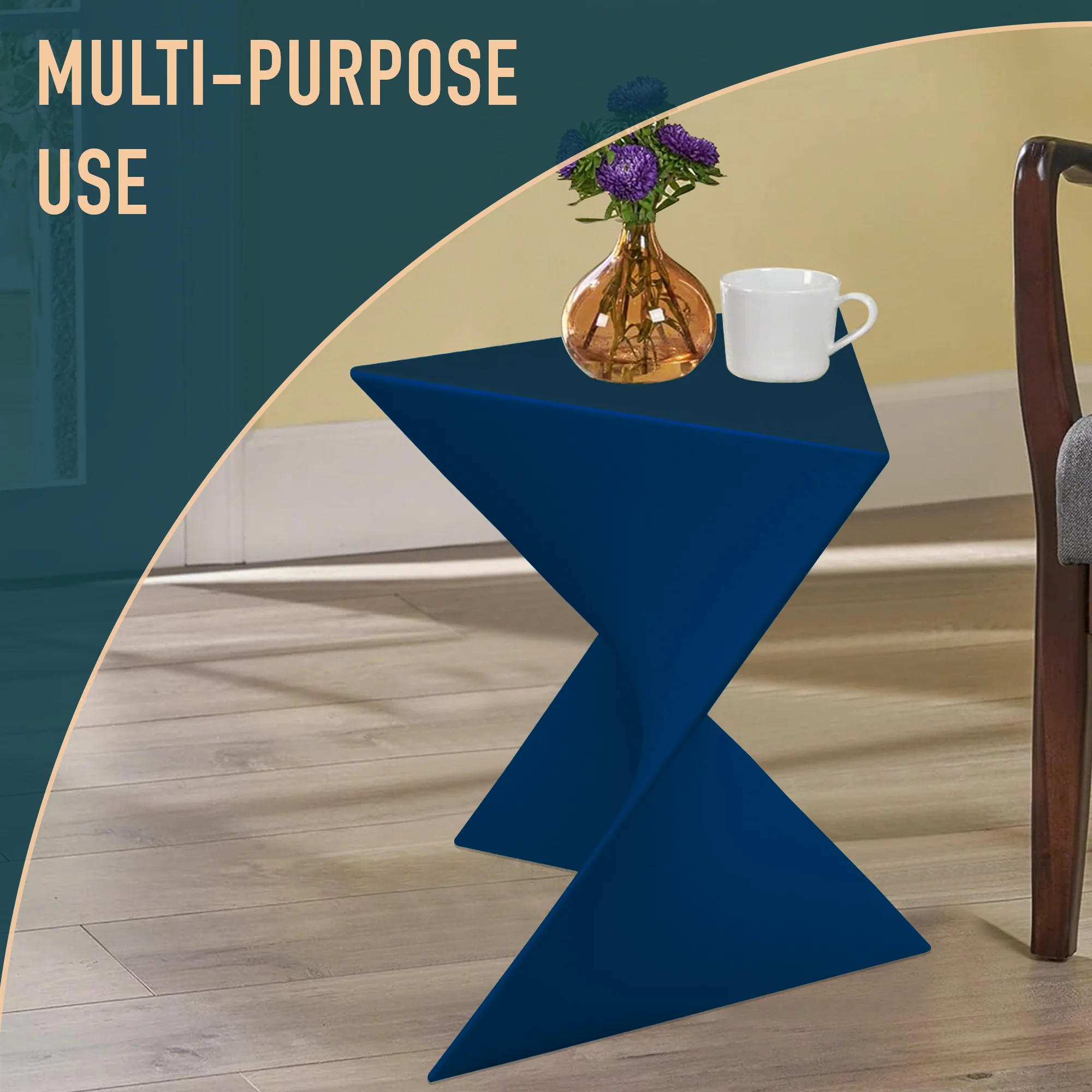 Randolph Modern Accent Side Table Indoor and Outdoor Use (Navy Blue)