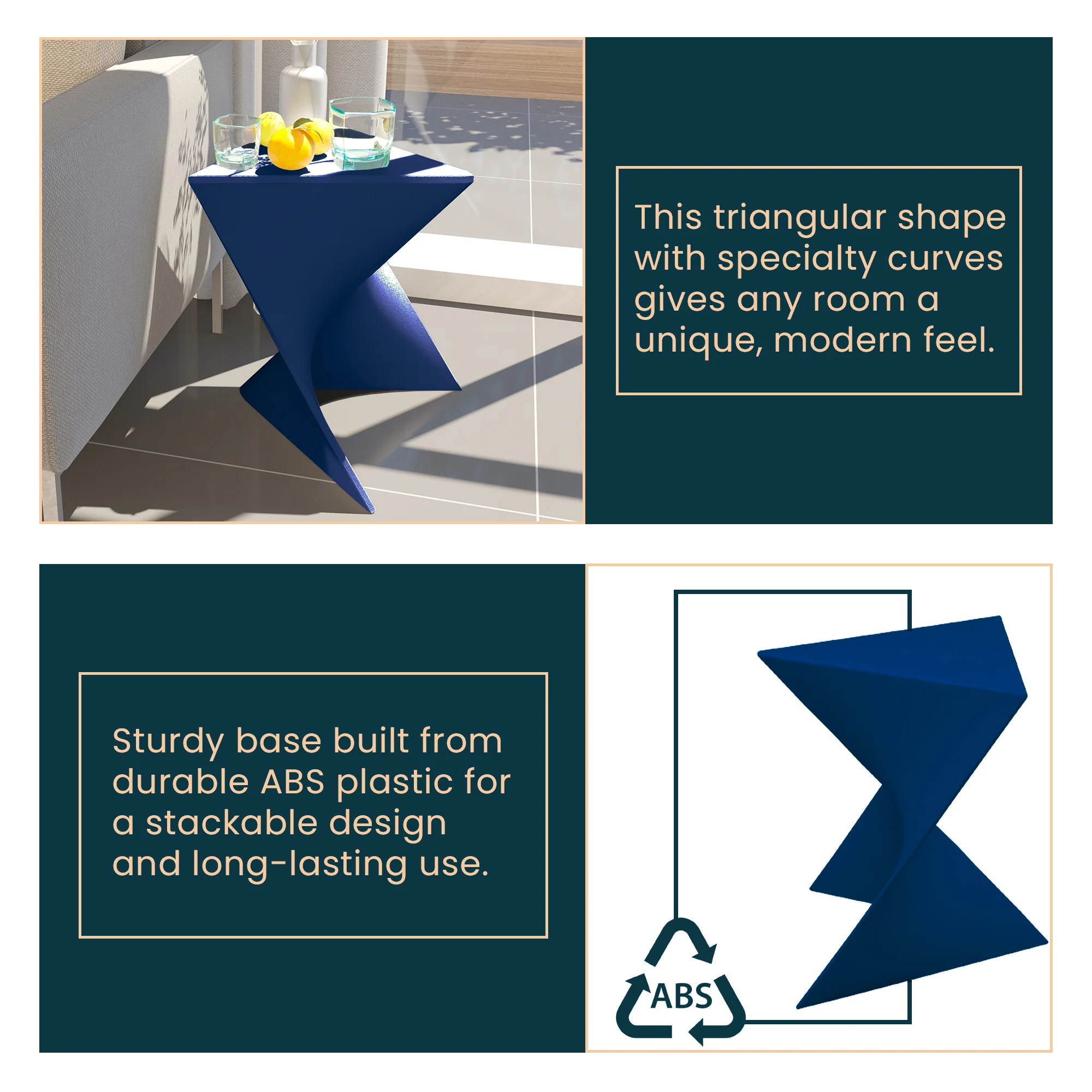 Randolph Modern Accent Side Table Indoor and Outdoor Use (Navy Blue) Set of 2