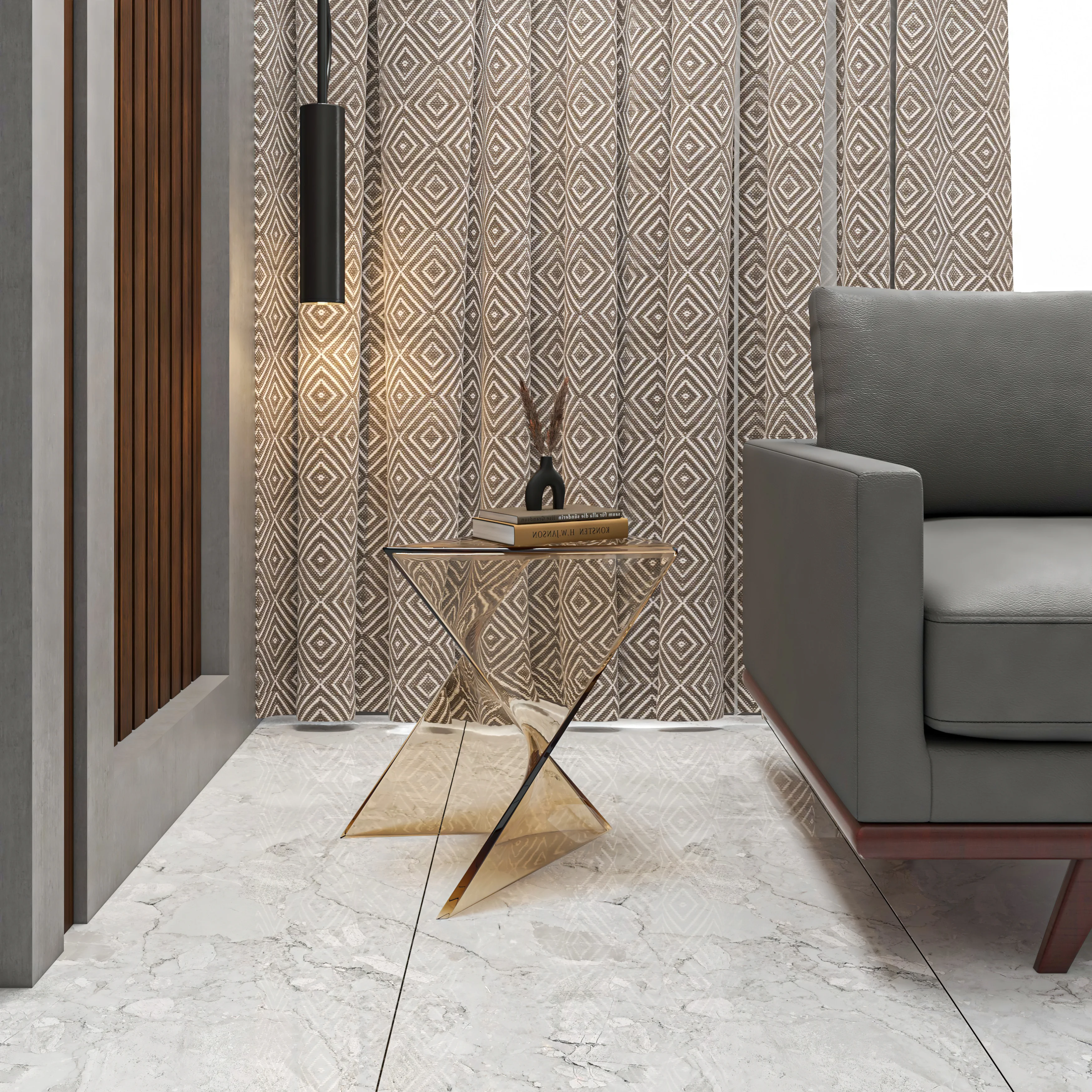 Randolph Modern Accent Side Table Indoor and Outdoor Use Transparant Amber