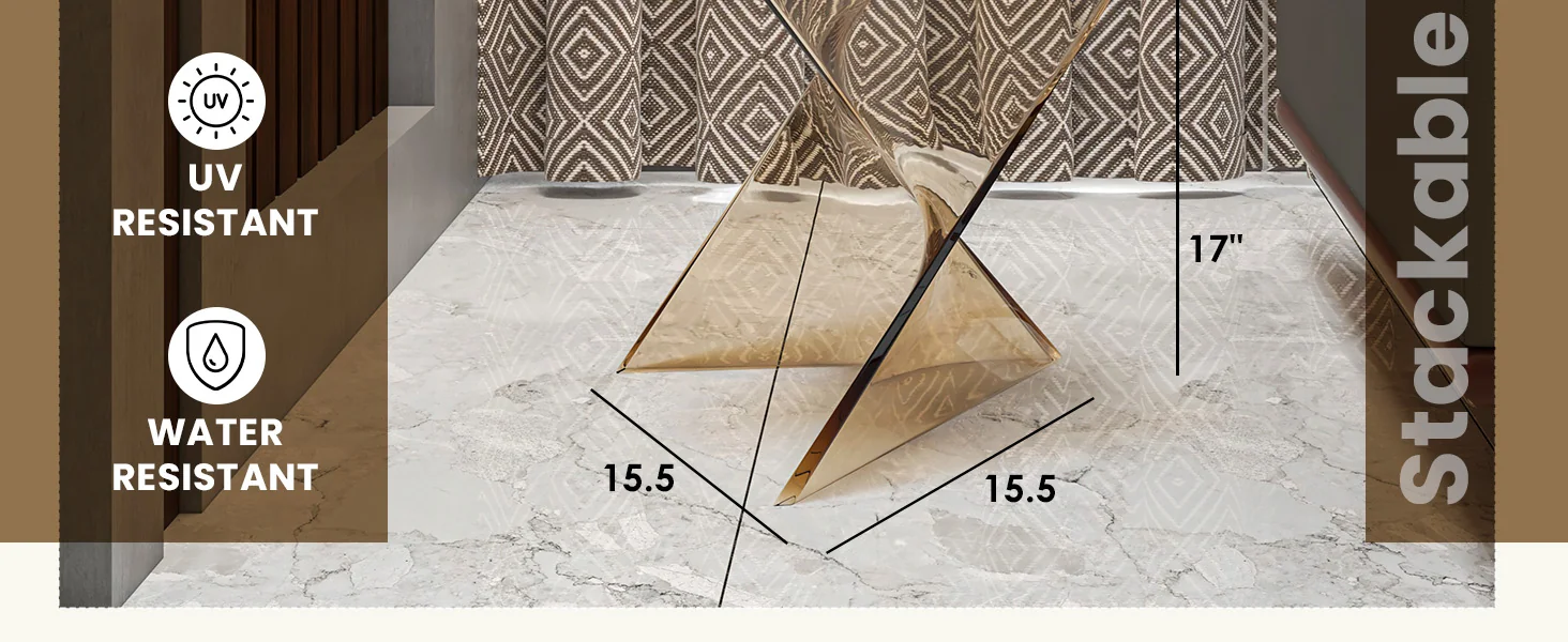 Randolph Modern Accent Side Table Indoor and Outdoor Use Transparant Amber