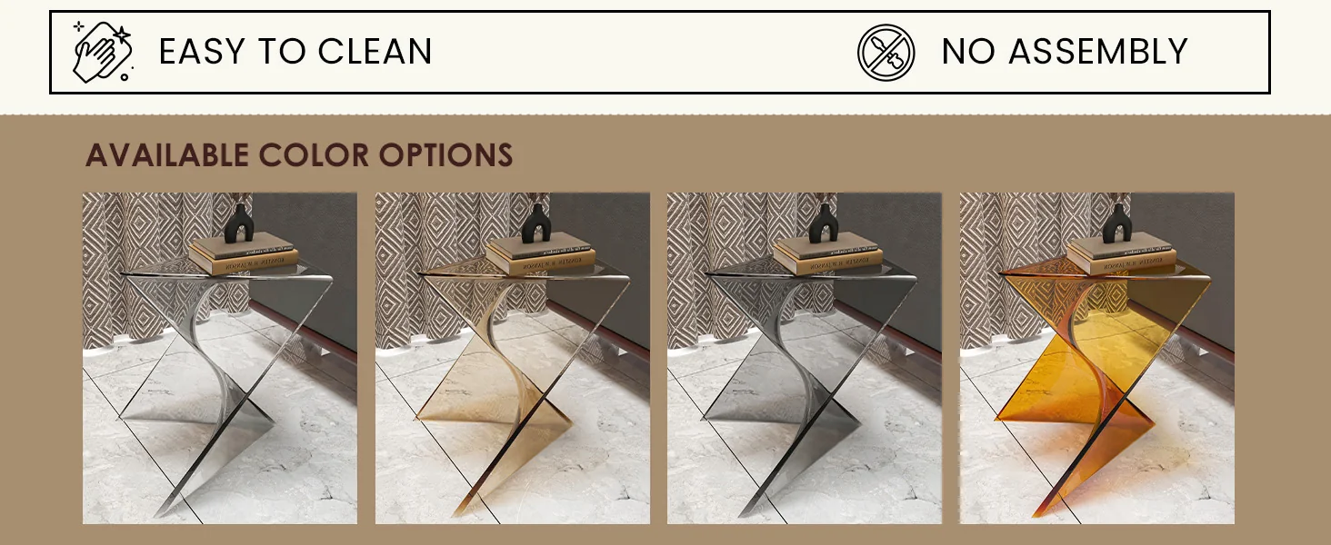 Randolph Modern Accent Side Table Indoor and Outdoor Use Transparant Amber