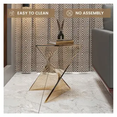 Randolph Modern Accent Side Table Indoor and Outdoor Use Transparant Amber