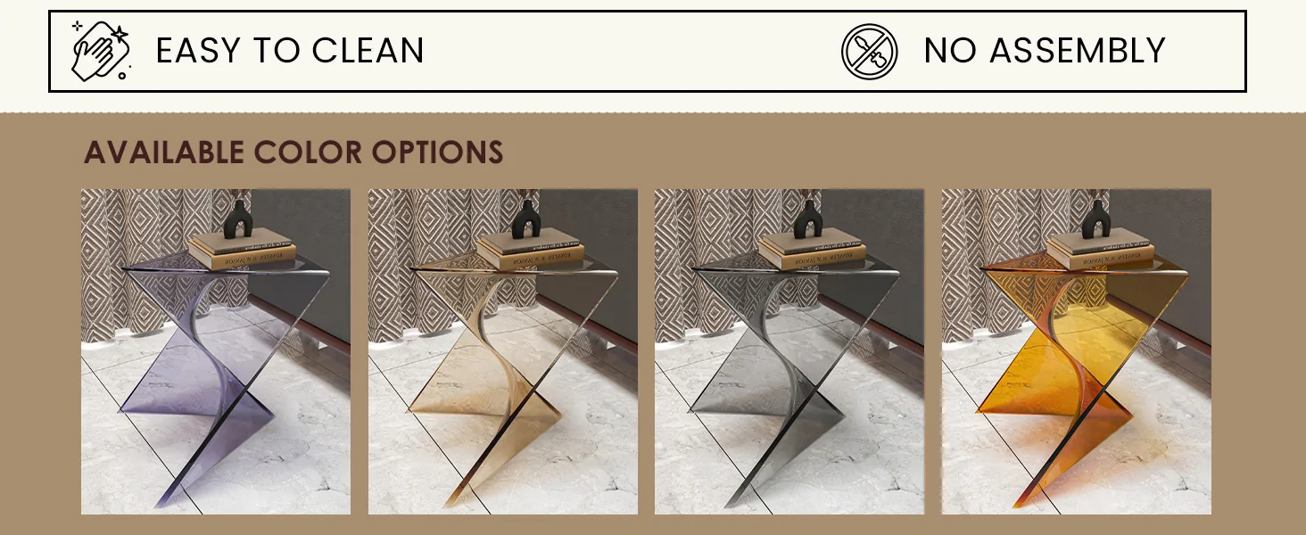 Randolph Modern Accent Side Table Indoor and Outdoor Use Transparant Amber Set of 4