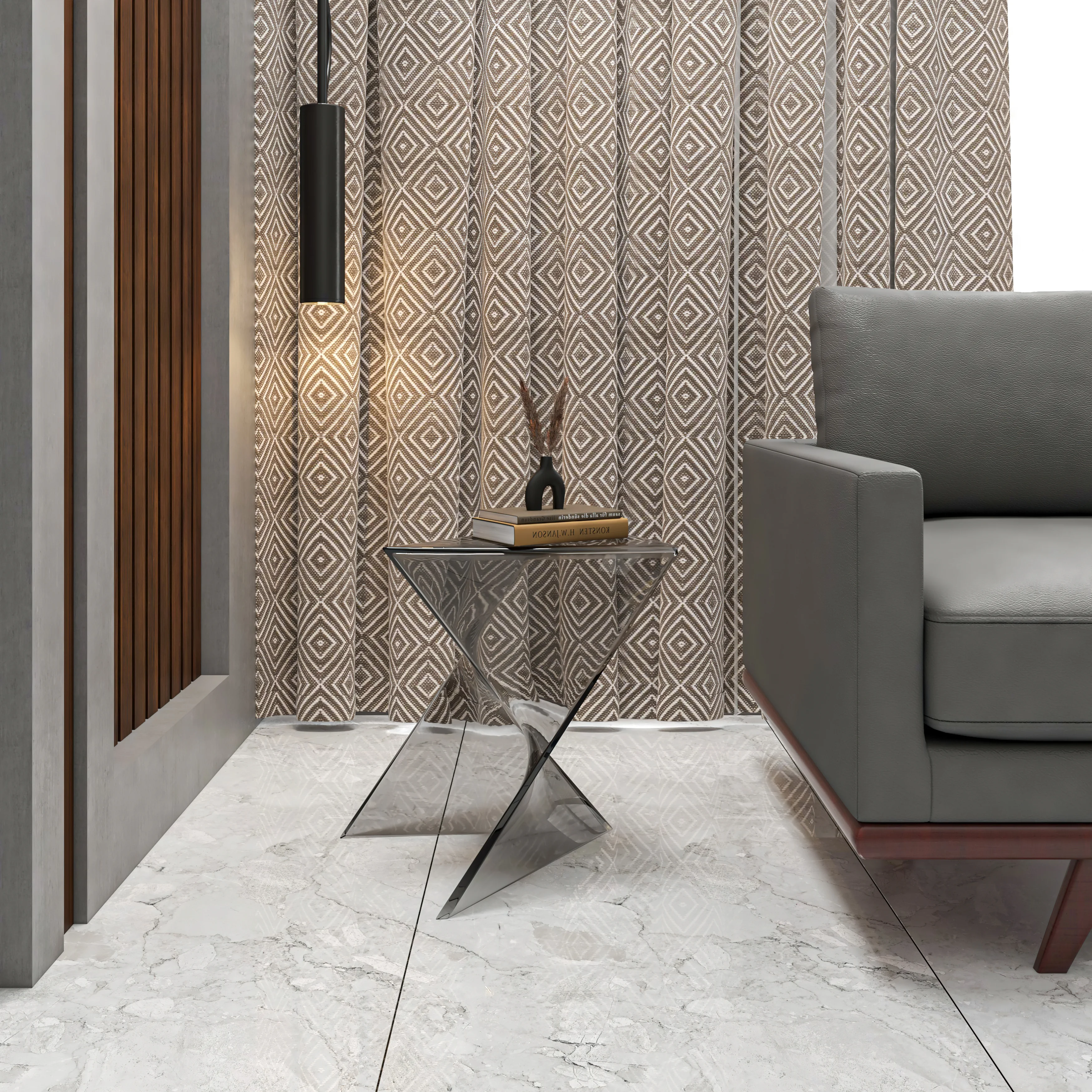 Randolph Modern Accent Side Table Indoor and Outdoor Use Smoke Color