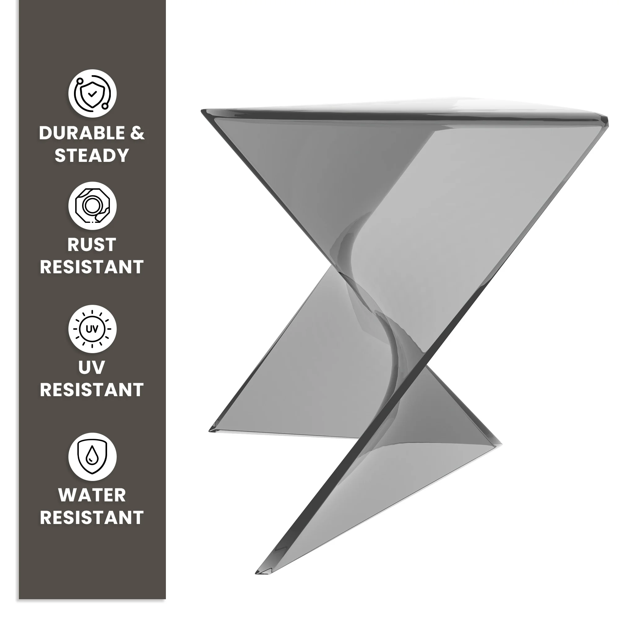 Randolph Modern Accent Side Table Indoor and Outdoor Use Smoke Color Set of 2