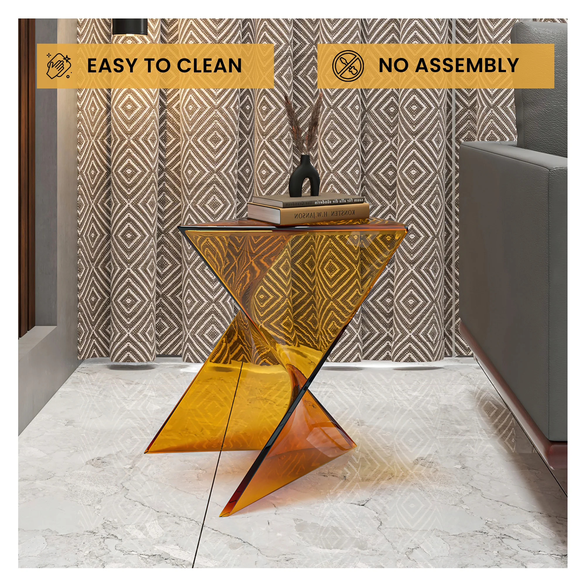 Randolph Modern Accent Side Table Indoor and Outdoor Use Transparant Tea Set of 4