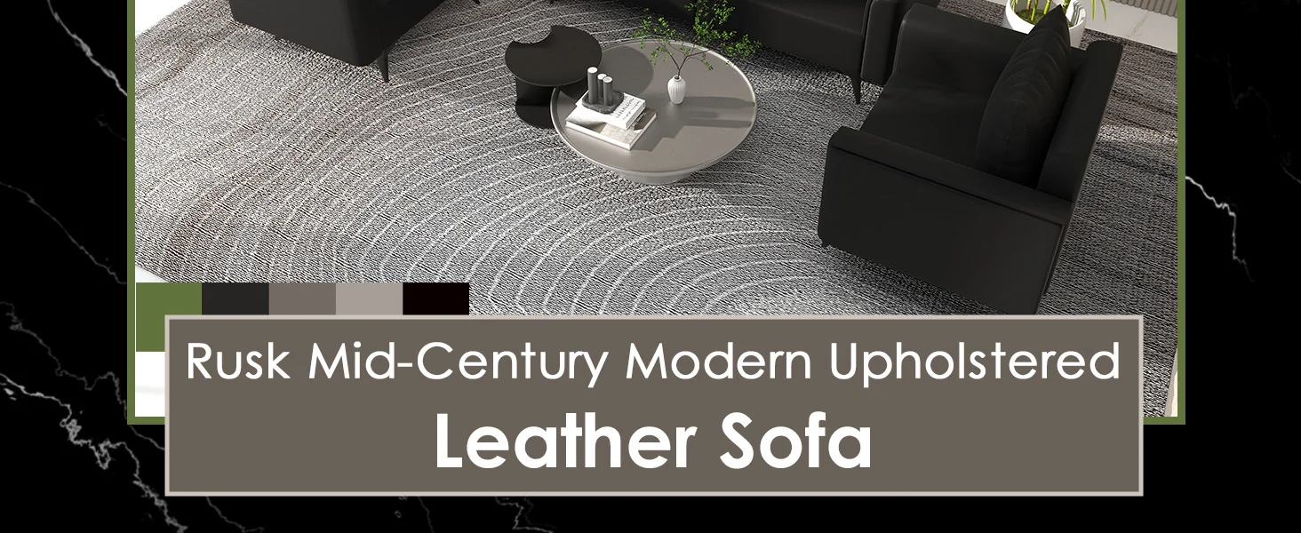 Rusk 3 Piece Sofa collection in Black Leather