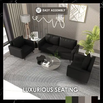 Rusk 3 Piece Sofa collection in Black Leather