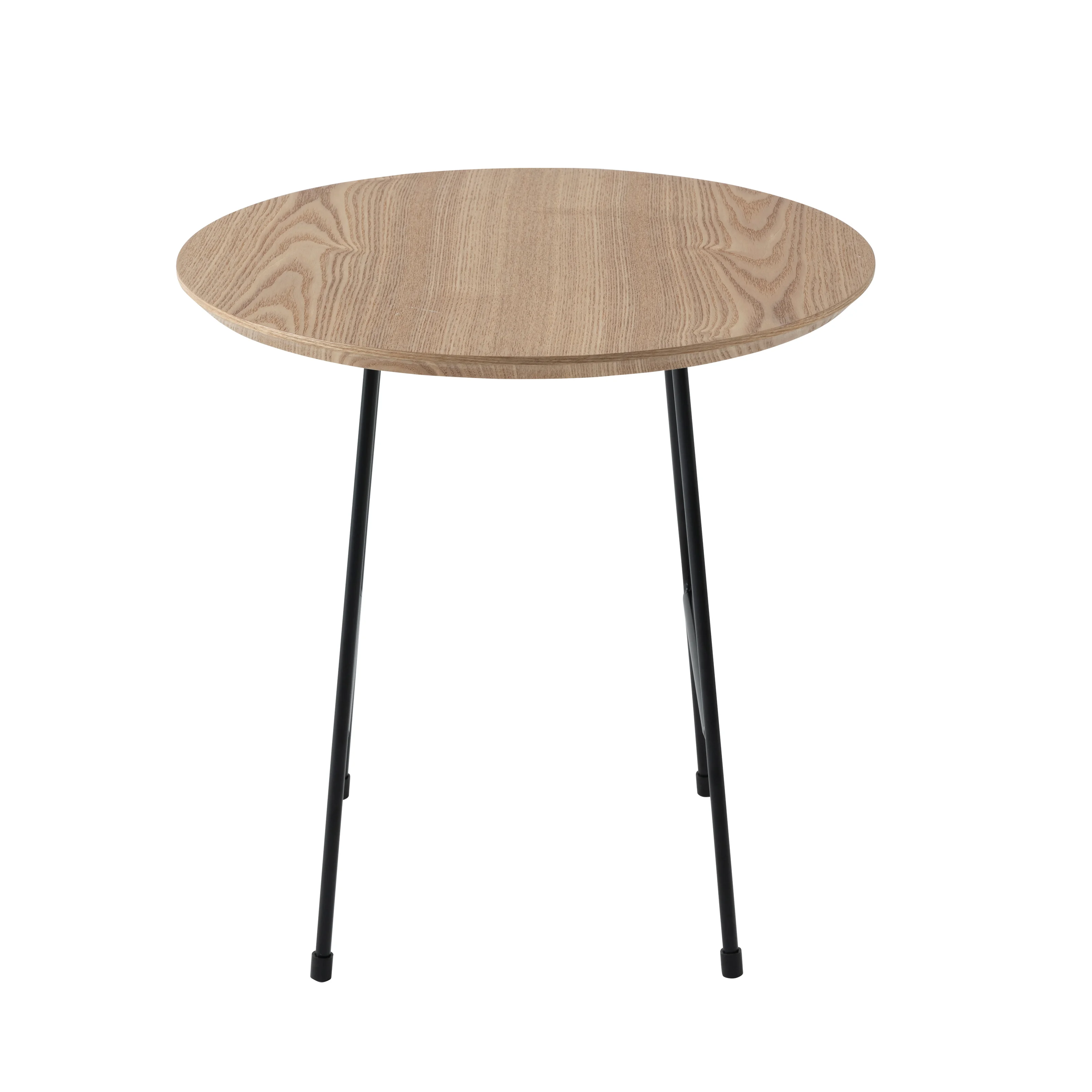 Rossmore Mid Century Modern Round Side Table With Black Steel Frame