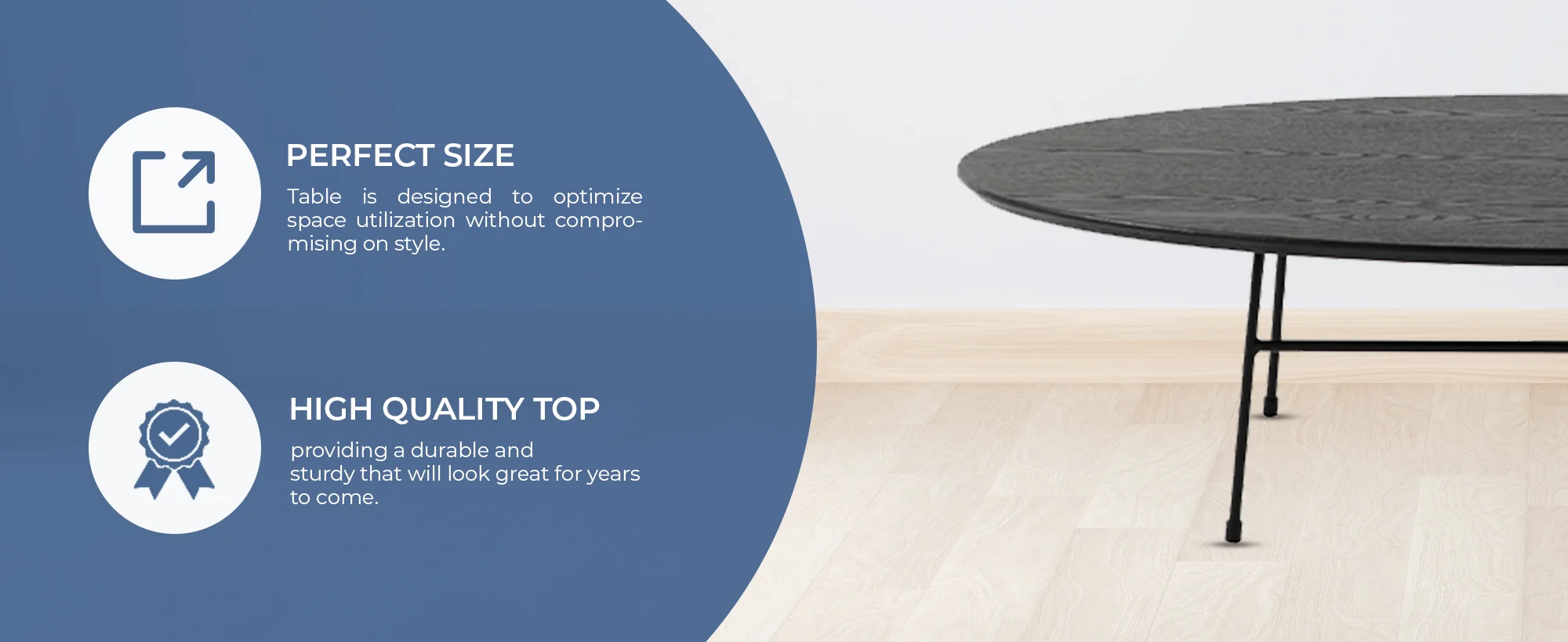 Rossmore Oval Coffee Table with Ash Veneer Top and Black Powder Coated Steel Frame in Black