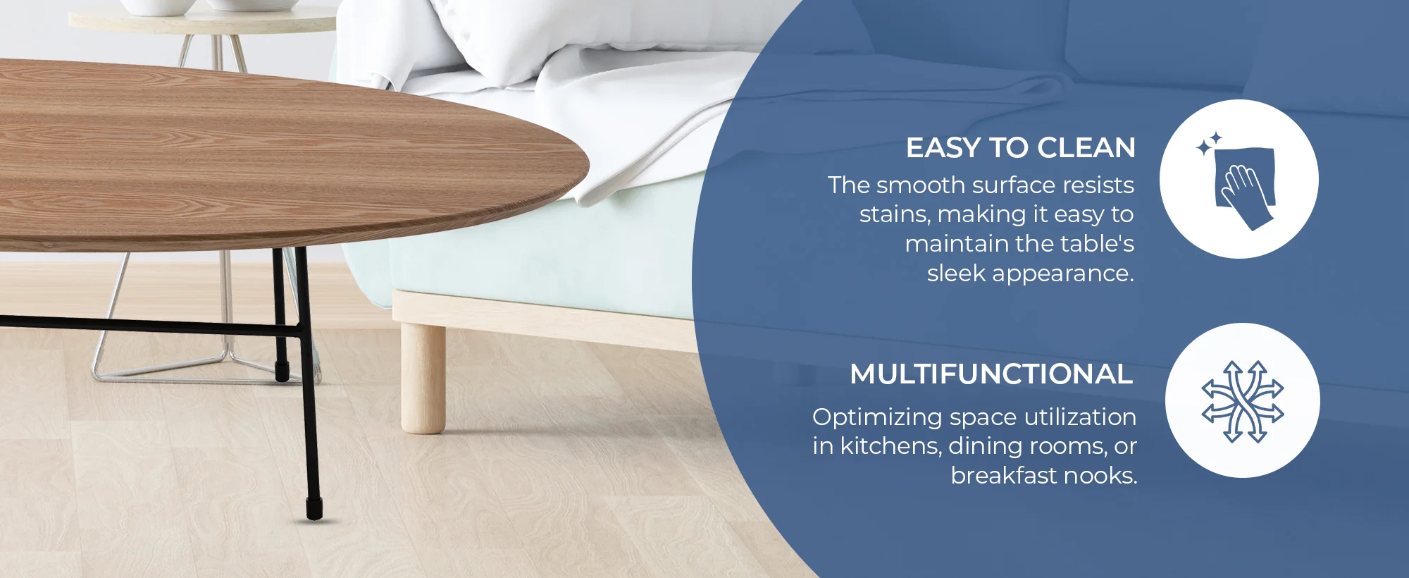 Rossmore Oval Coffee Table with Ash Veneer Top and Black Powder Coated Steel Frame in Natural Wood