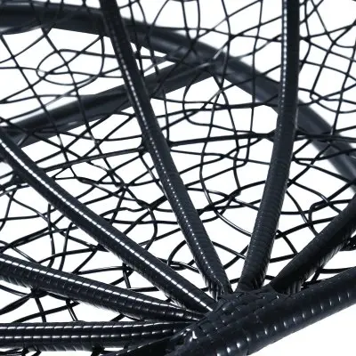 Recluse Collection Modern Outdoor Swing Chair Black Frame with Dark Grey Cushions