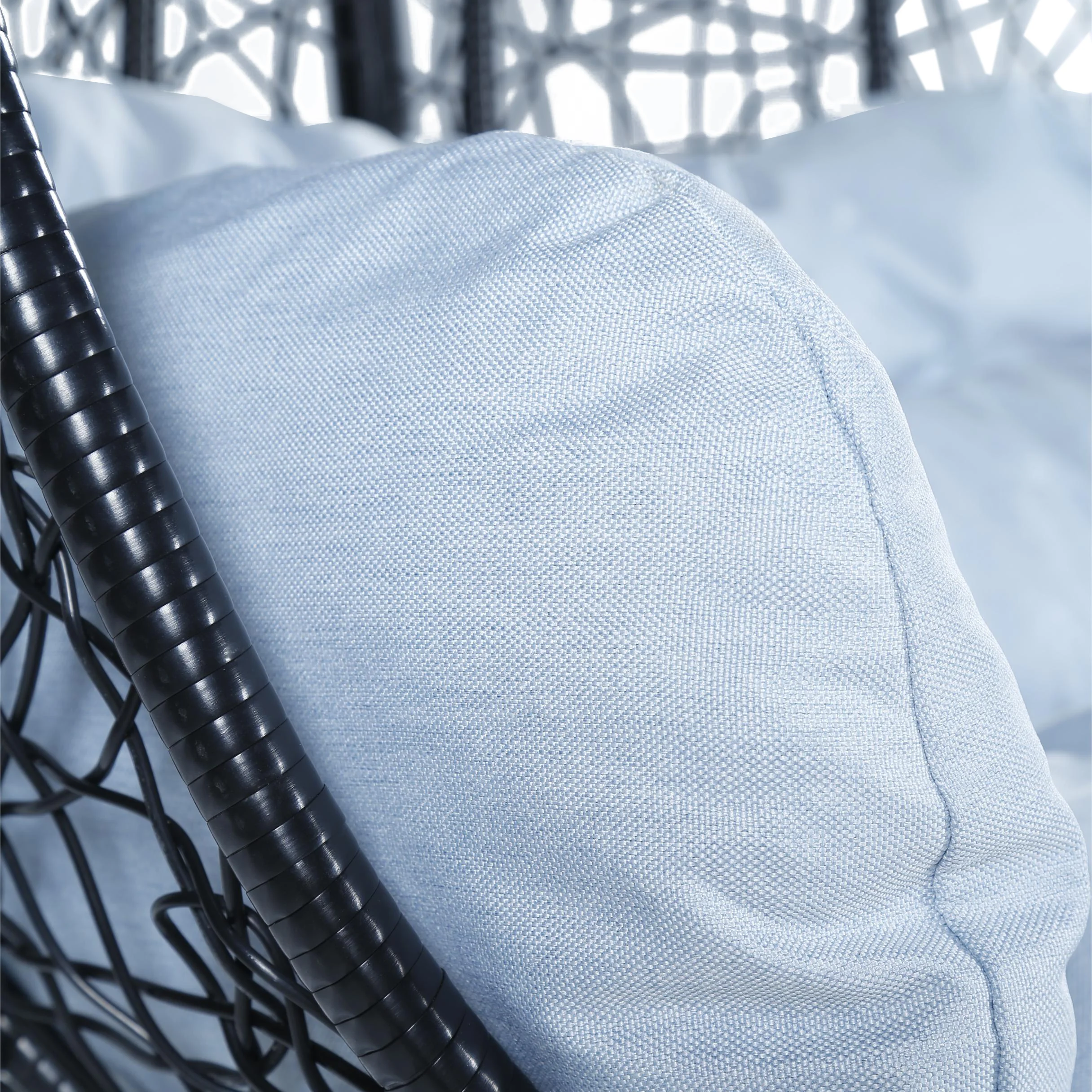 Recluse Collection Modern Outdoor Swing Chair Black Frame with Light Grey Cushions