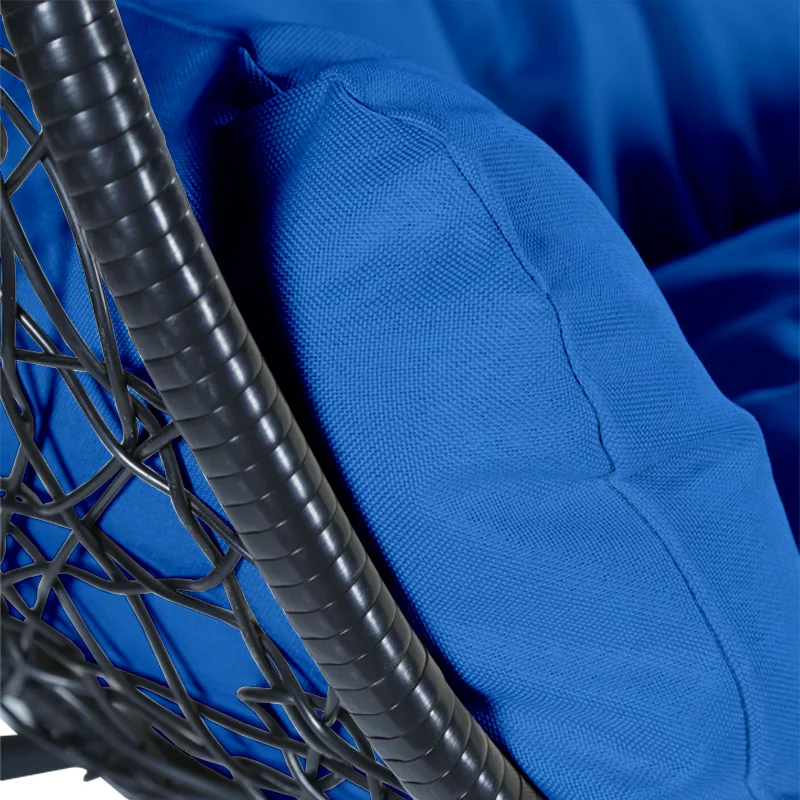 Recluse Collection Modern Outdoor Swing Chair Black Frame with ES57 Blue Cushion