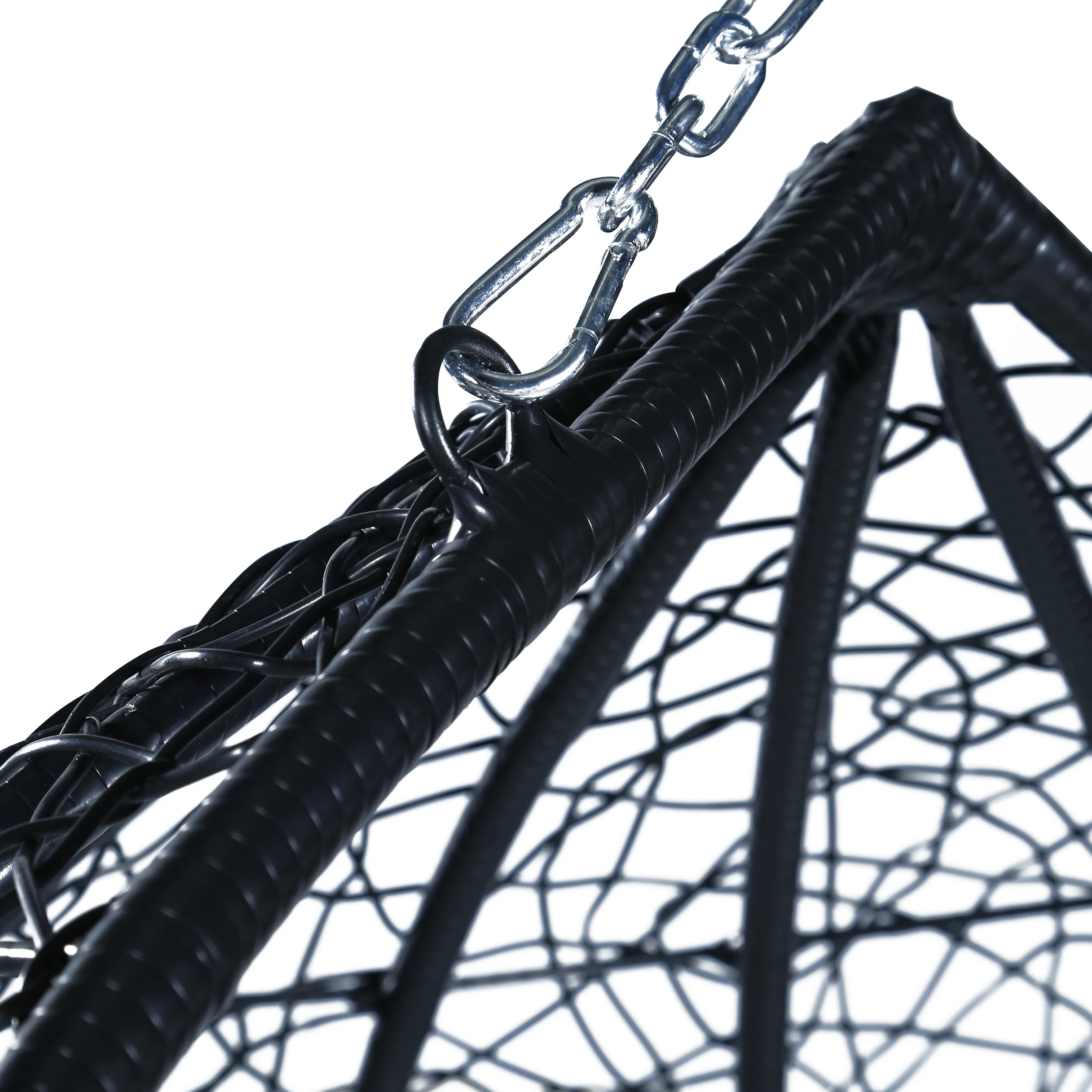 Recluse Collection Modern Outdoor Swing Chair Black Frame with ES57 Blue Cushion