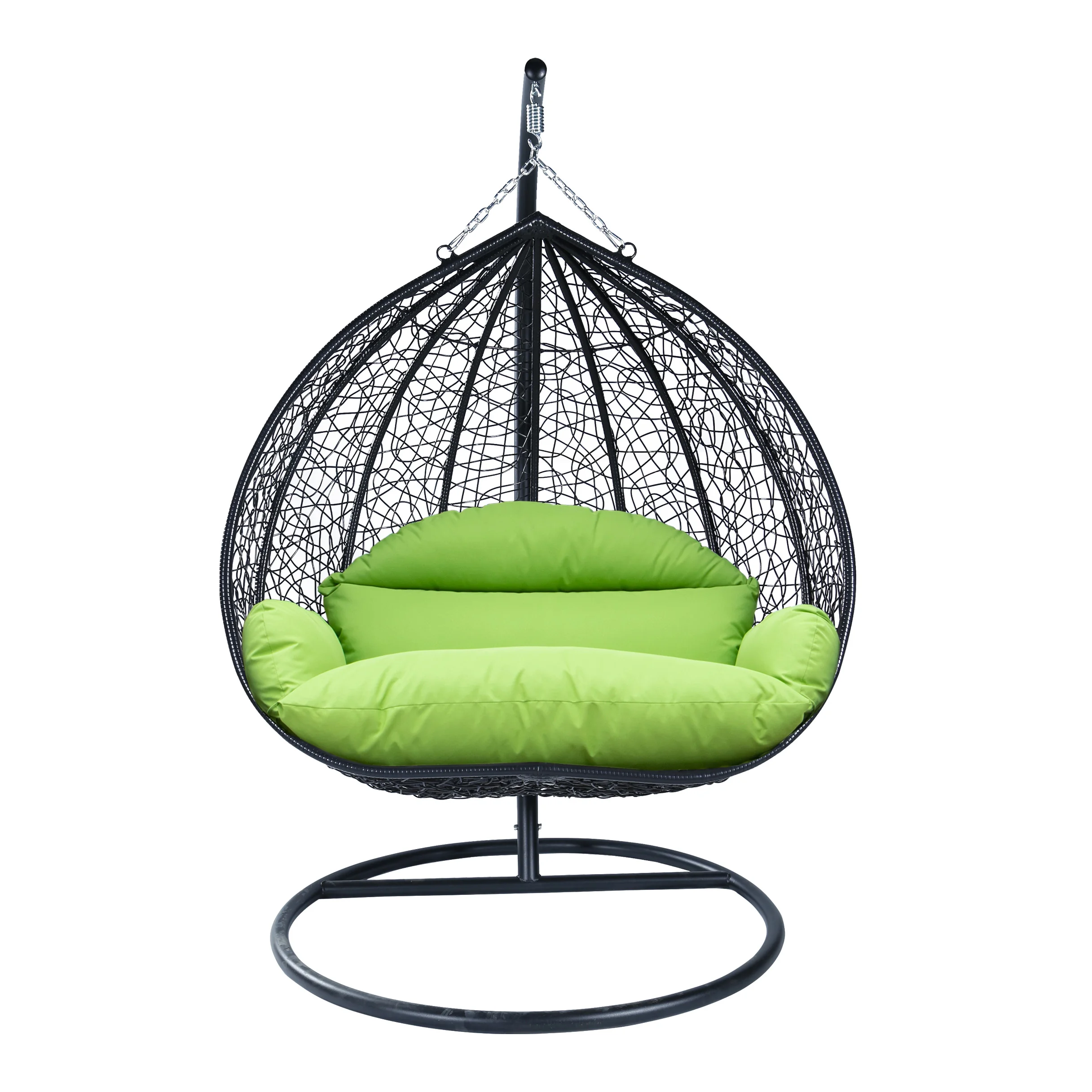 Recluse Collection Modern Outdoor Swing Chair Black Frame with ES57 Light Green Cushion