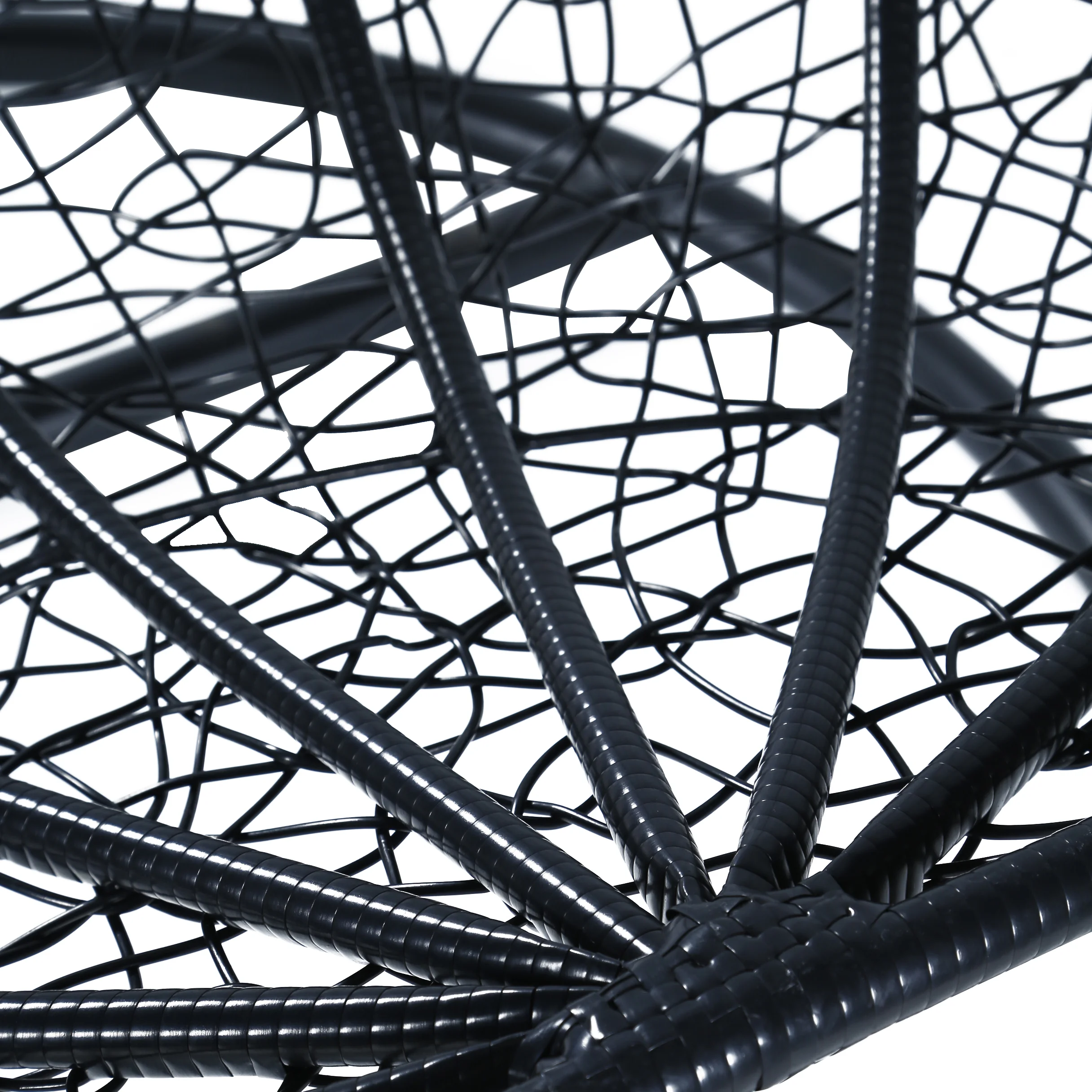 Recluse Collection Modern Outdoor Swing Chair Black Frame with ES57 Red Cushion