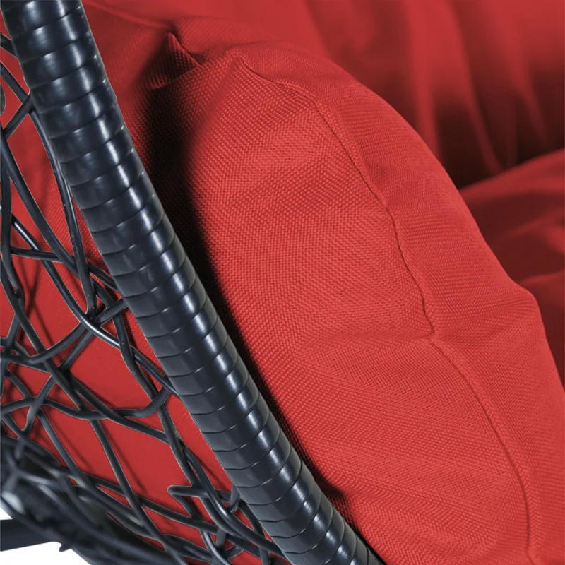 Recluse Collection Modern Outdoor Swing Chair Black Frame with ES57 Red Cushion