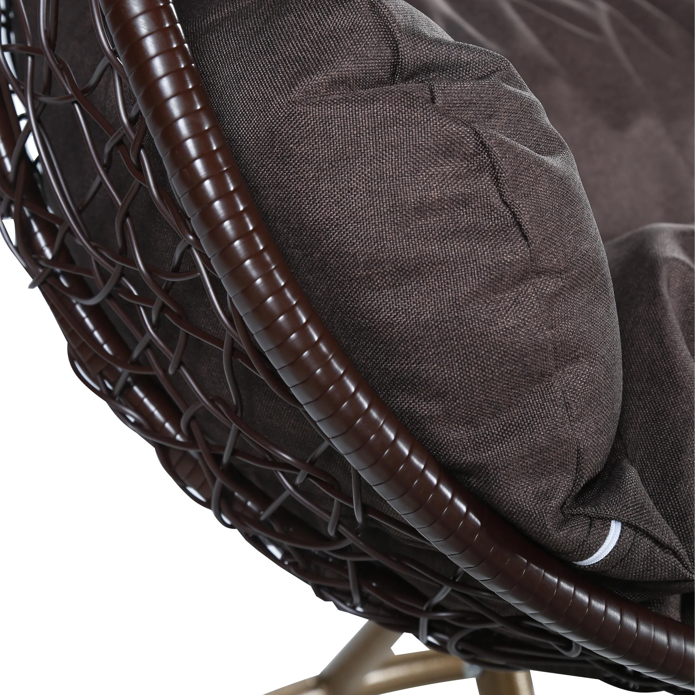 Recluse Collection Modern Outdoor Swing Chair Brown Frame with Brown Cushions