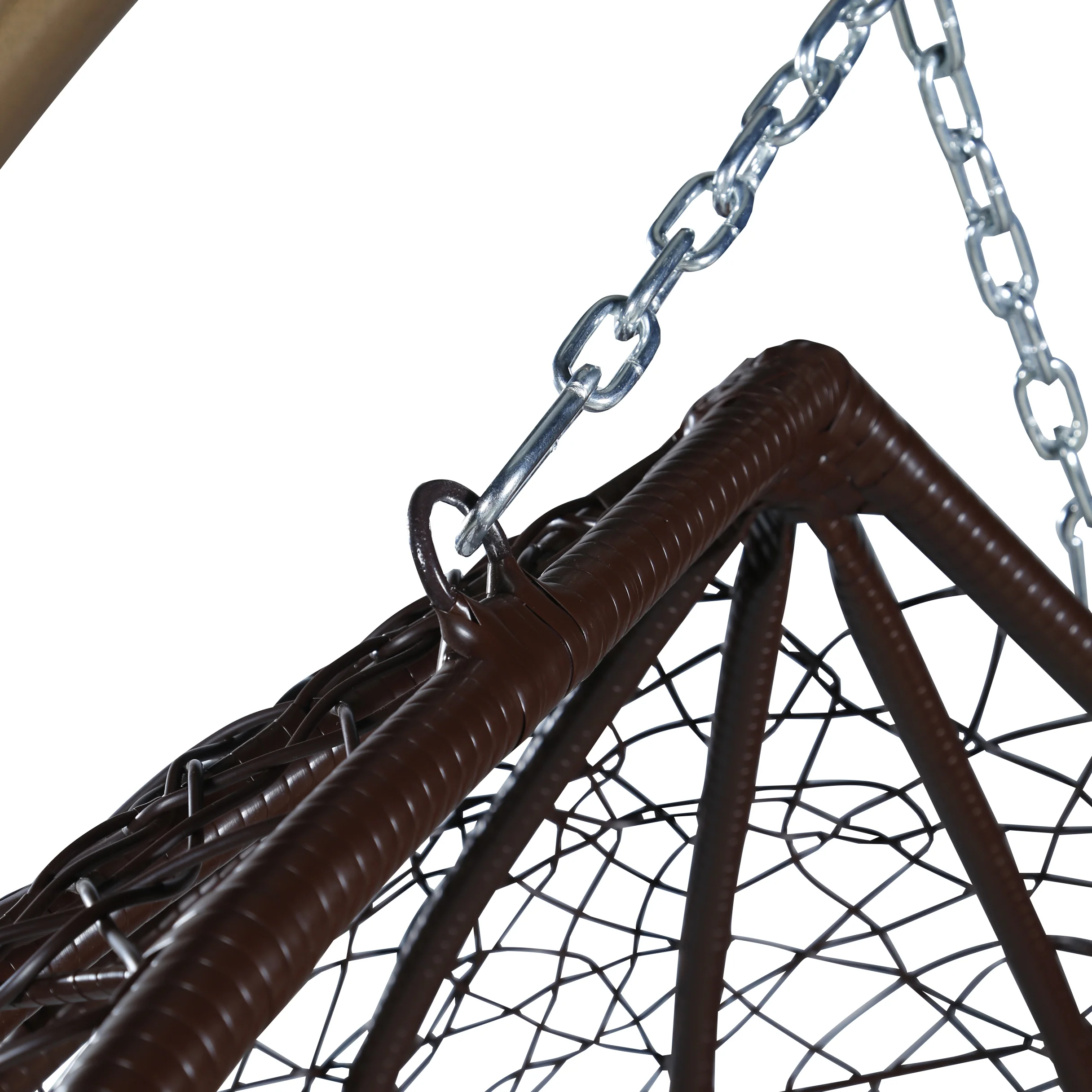 Recluse Collection Modern Outdoor Swing Chair Brown Frame with Light Grey Cushions