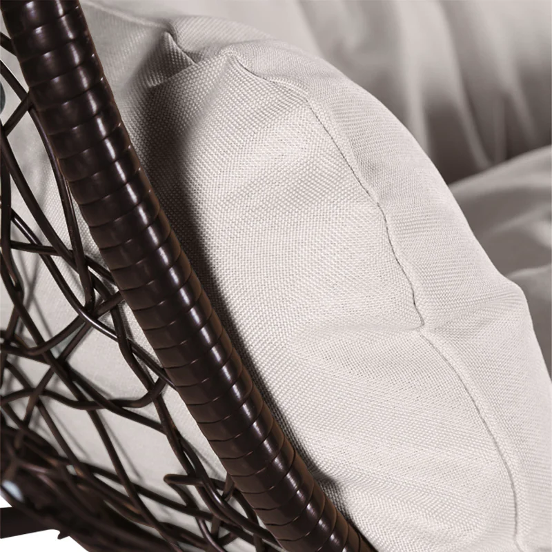 Recluse Collection Modern Outdoor Swing Chair Brown Frame with ES57 Beige Cushion