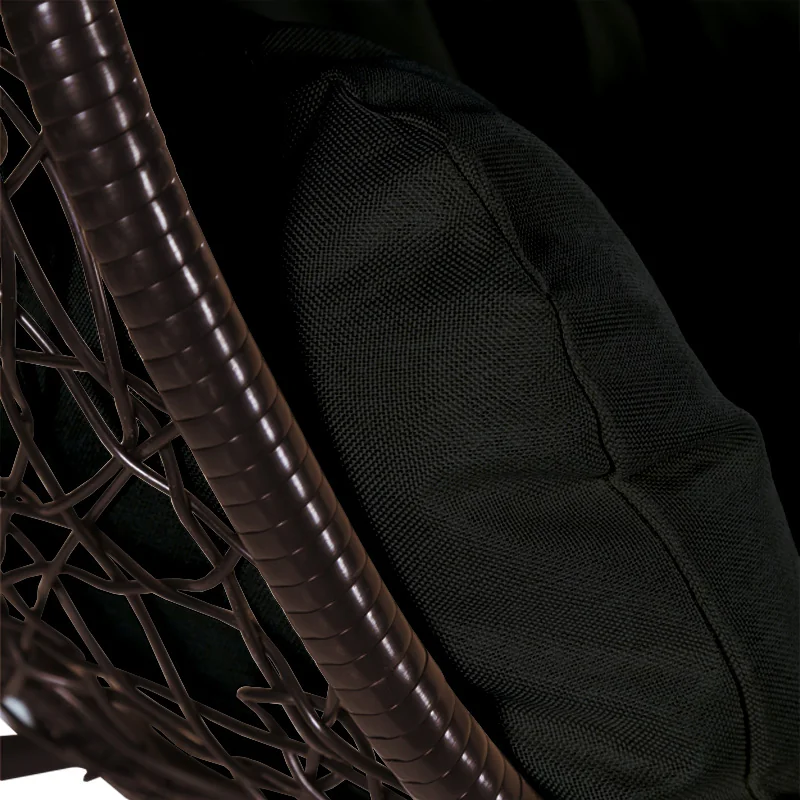 Recluse Collection Modern Outdoor Swing Chair Brown Frame with ES57 Black Cushion