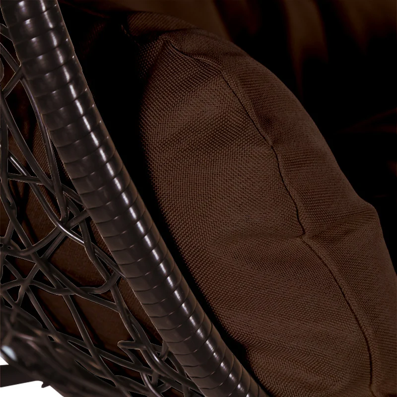 Recluse Collection Modern Outdoor Swing Chair Brown Frame with ES57 Brown Cushion