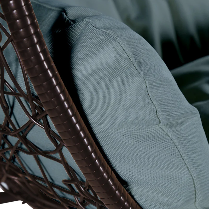 Recluse Collection Modern Outdoor Swing Chair Brown Frame with ES57 Charcoal Blue Cushion