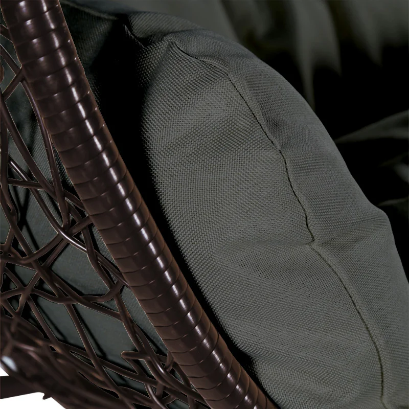 Recluse Collection Modern Outdoor Swing Chair Brown Frame with ES57 Dark Grey Cushion