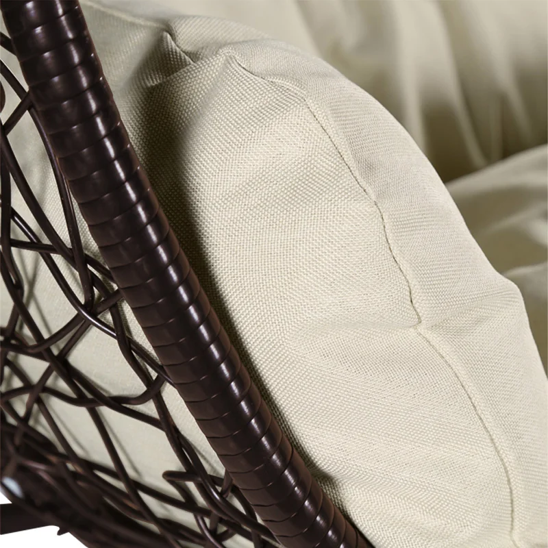 Recluse Collection Modern Outdoor Swing Chair Brown Frame with ES57 Taupe Cushion