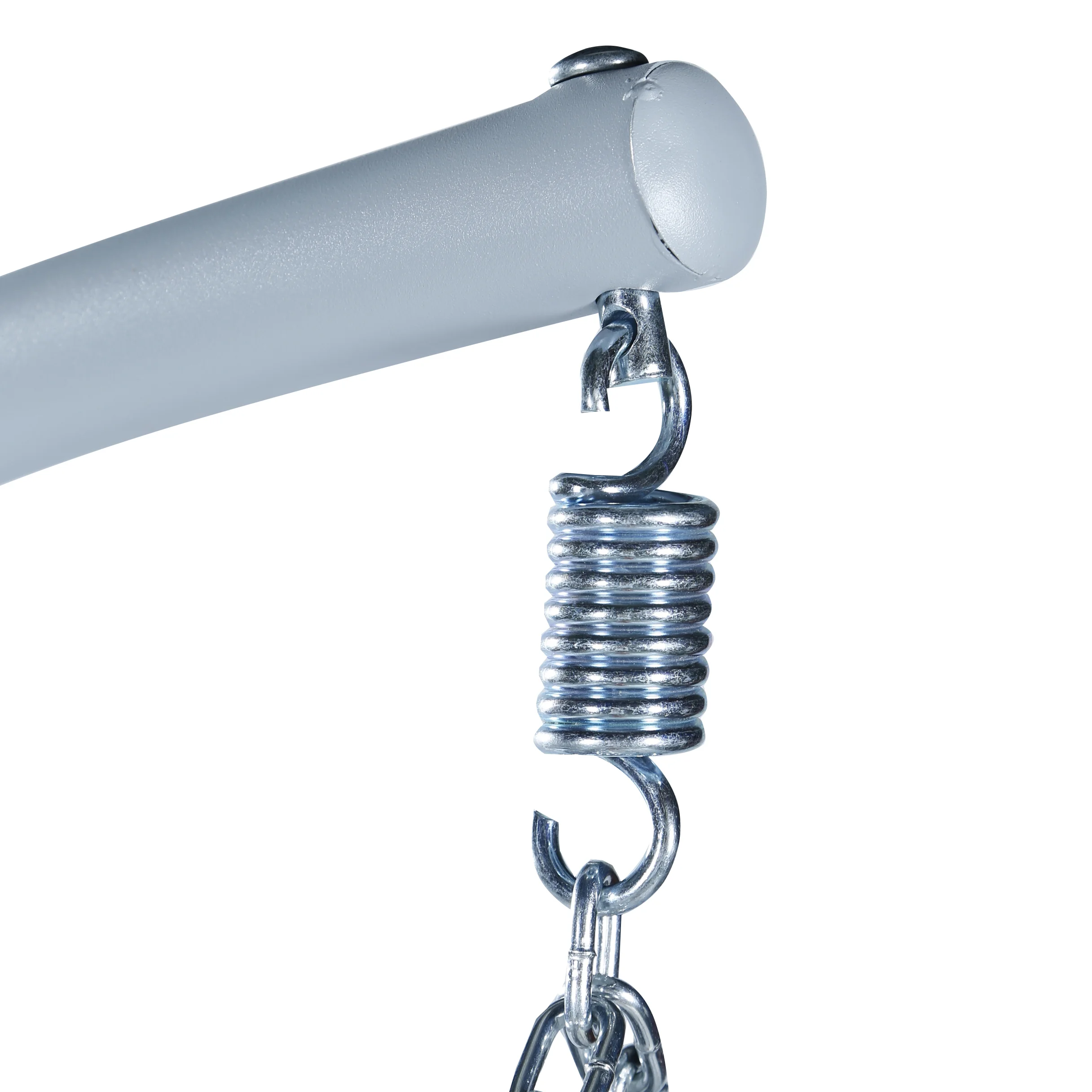 Recluse Collection Modern Outdoor Swing Chair Grey Frame with Beige Cushions