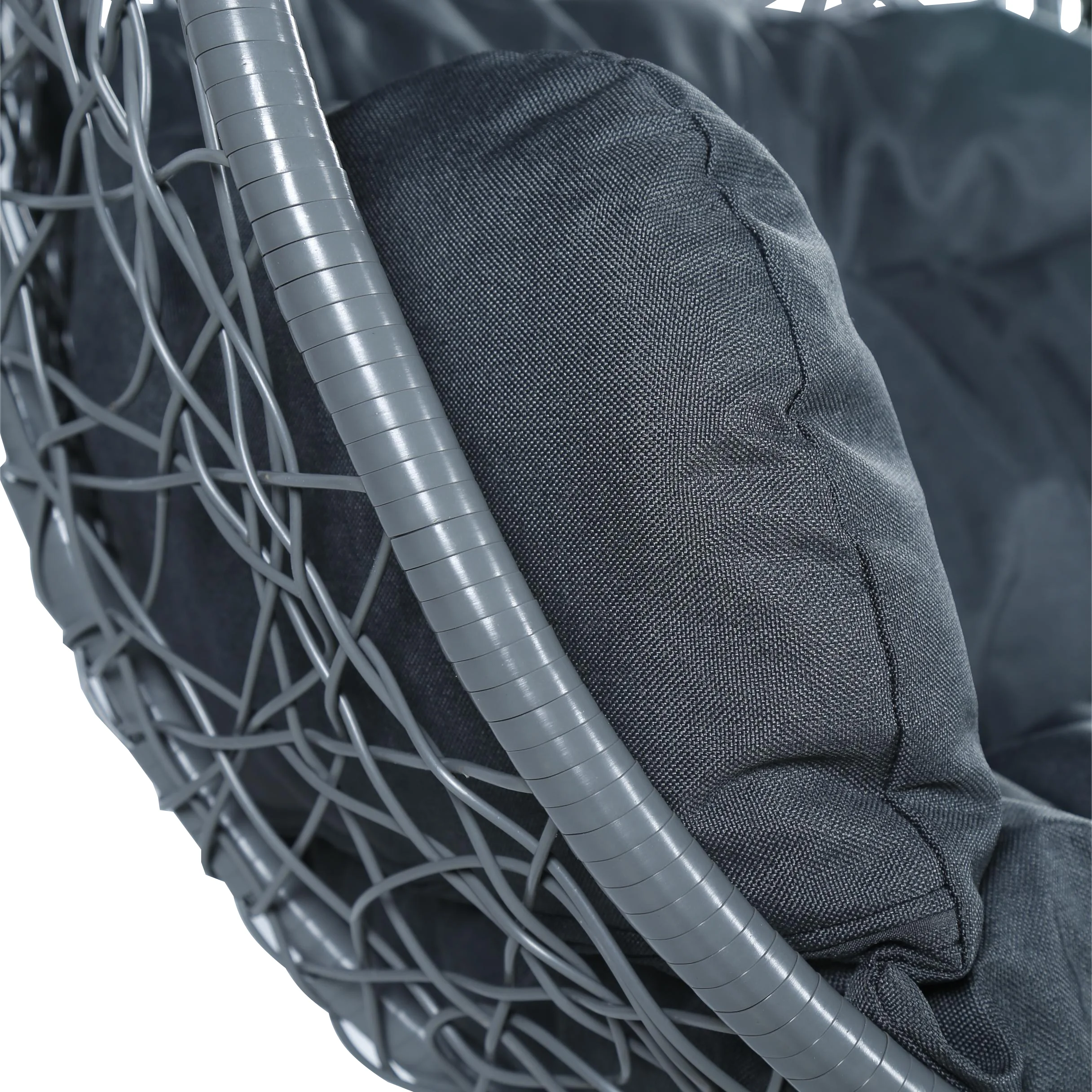 Recluse Collection Modern Outdoor Swing Chair Grey Frame with Dark Grey Cushions