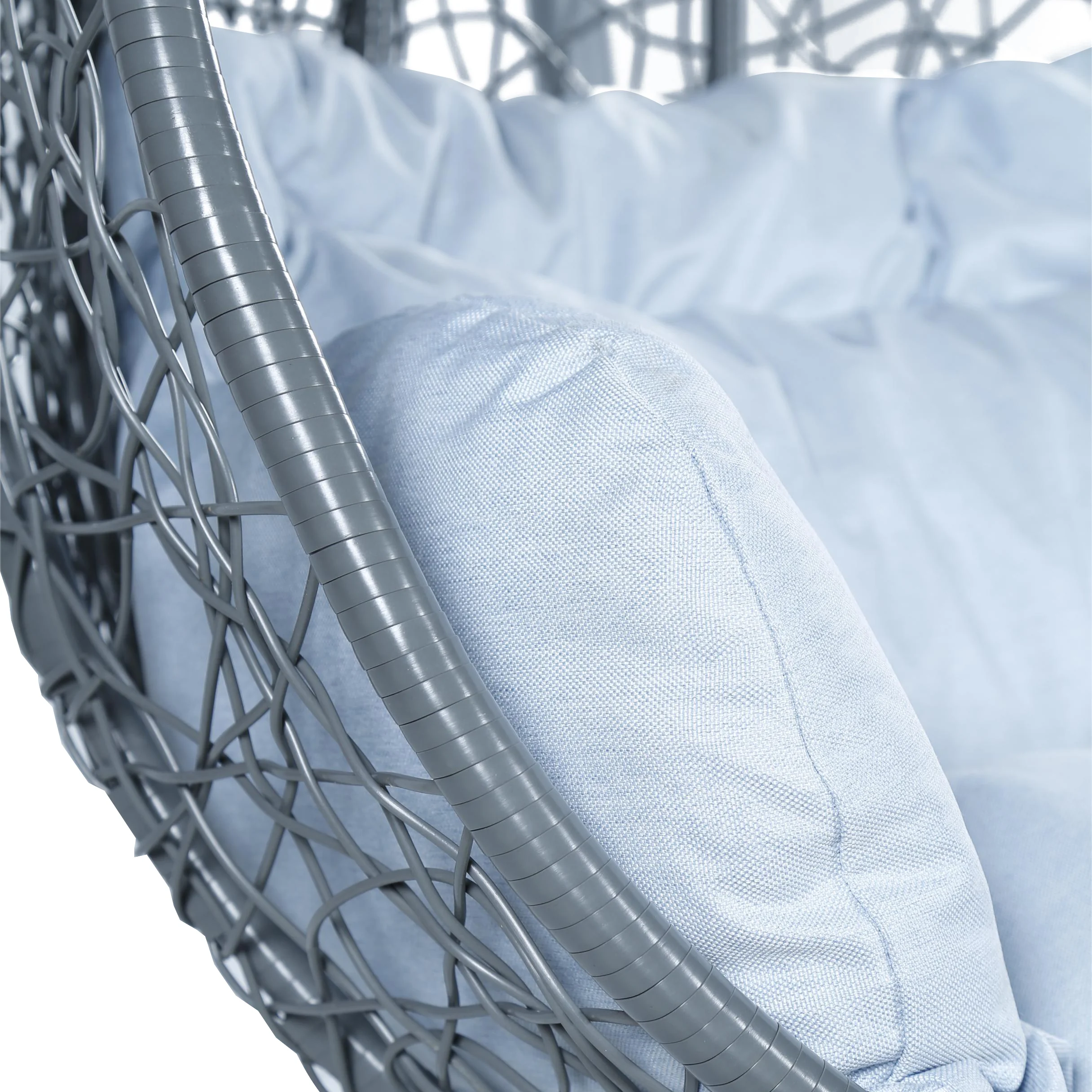 Recluse Collection Modern Outdoor Swing Chair Grey Frame with Light Grey Cushions