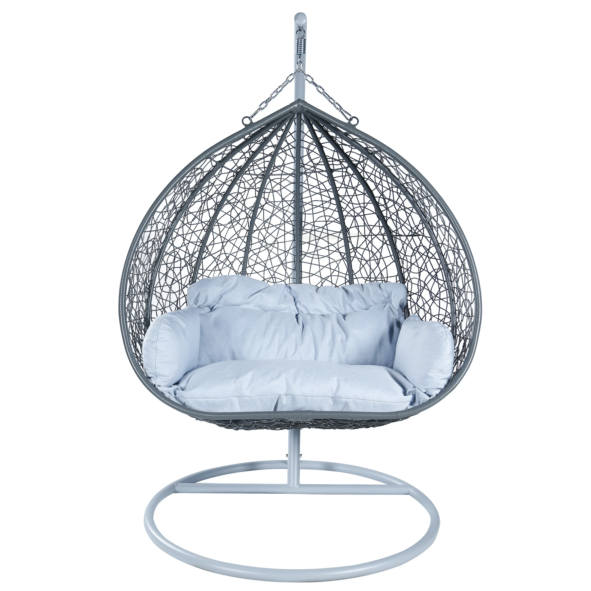 Recluse Collection Modern Outdoor Swing Chair Grey Frame with Light Grey Cushions