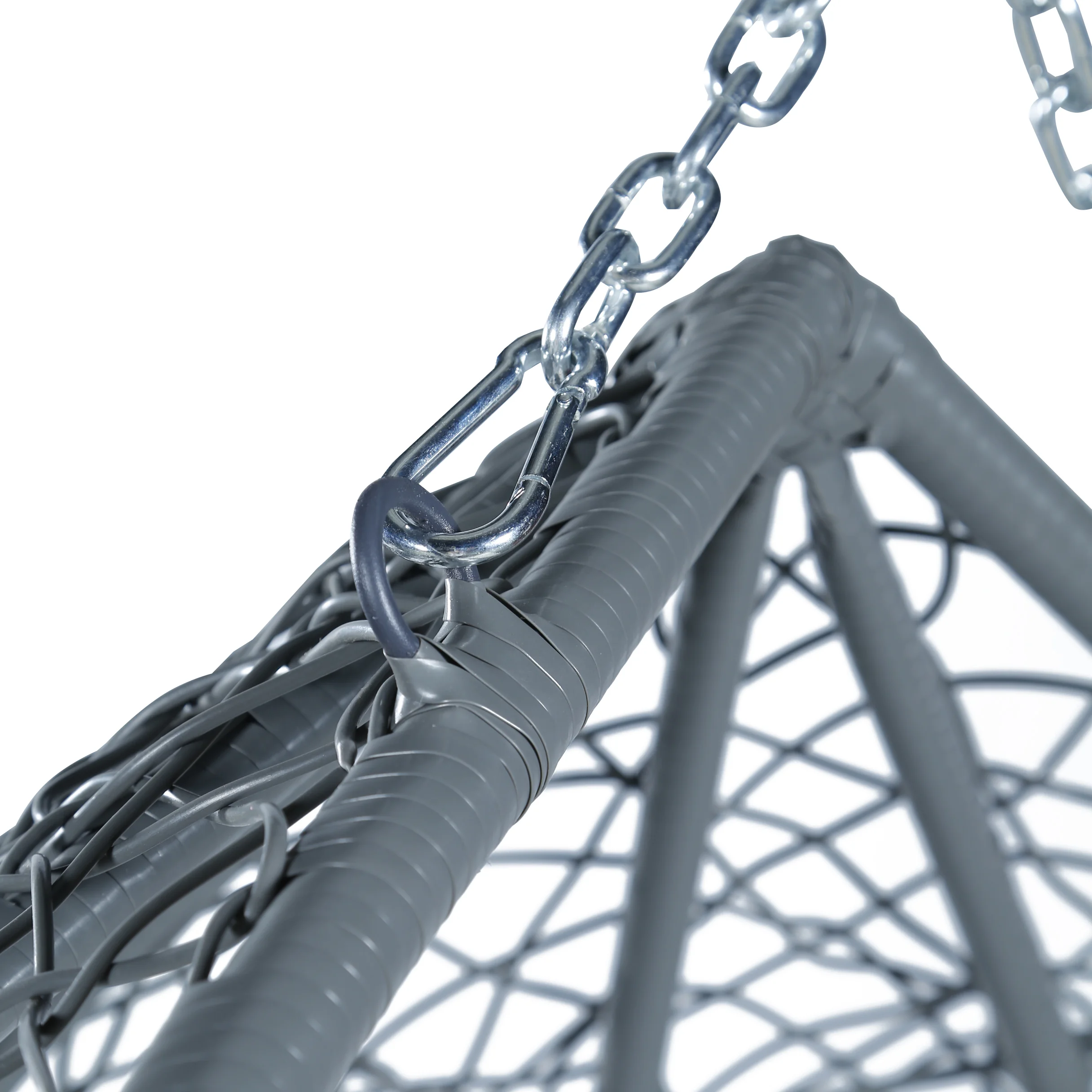 Recluse Collection Modern Outdoor Swing Chair Grey Frame with ES57 Brown Cushion