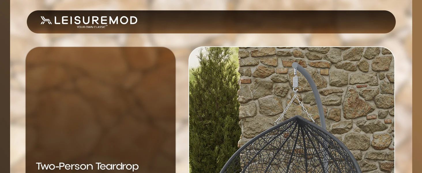 Recluse Collection Modern Outdoor Swing Chair Grey Frame with ES57 Dark Orange Cushion