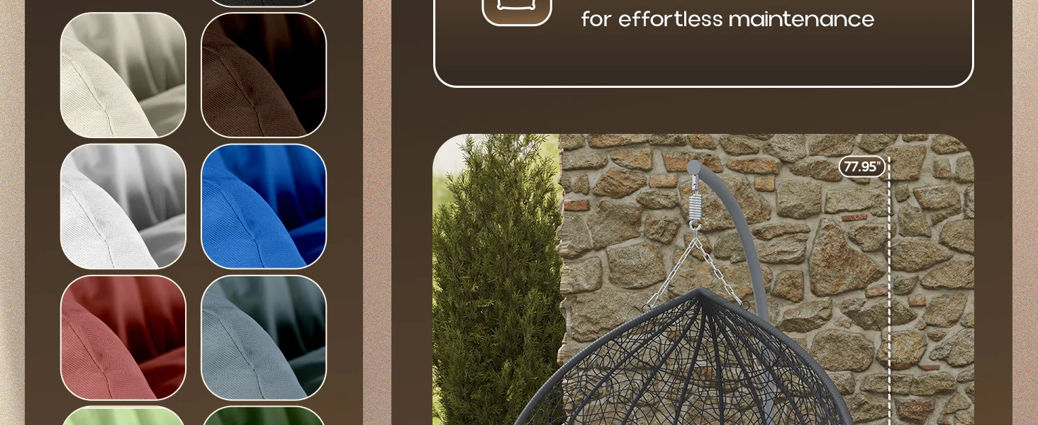 Recluse Collection Modern Outdoor Swing Chair Grey Frame with ES57 Dark Orange Cushion