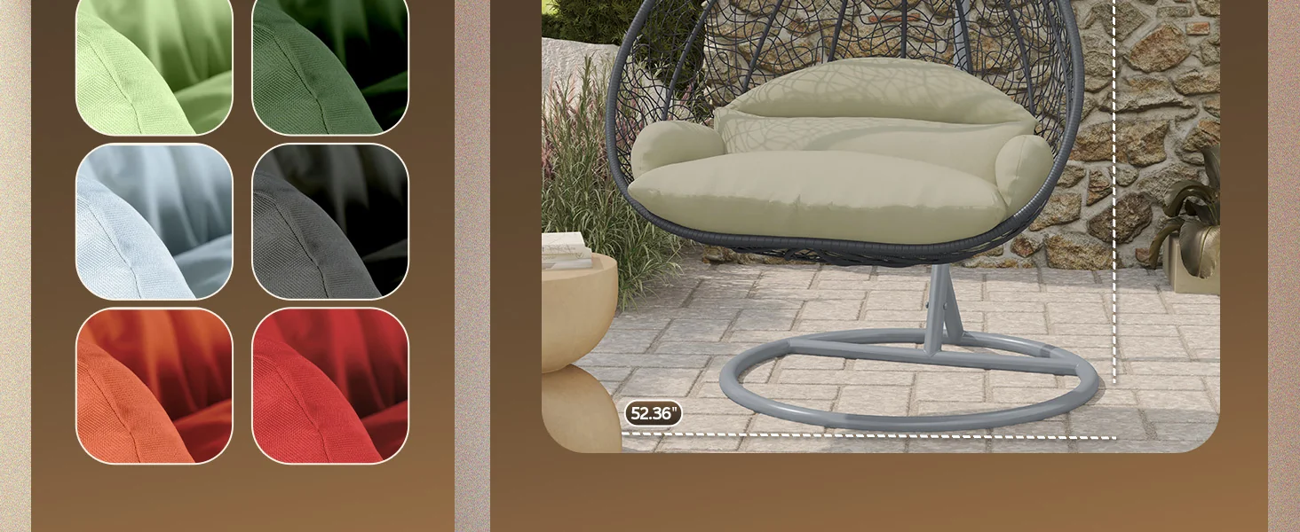 Recluse Collection Modern Outdoor Swing Chair Grey Frame with ES57 Taupe Cushion