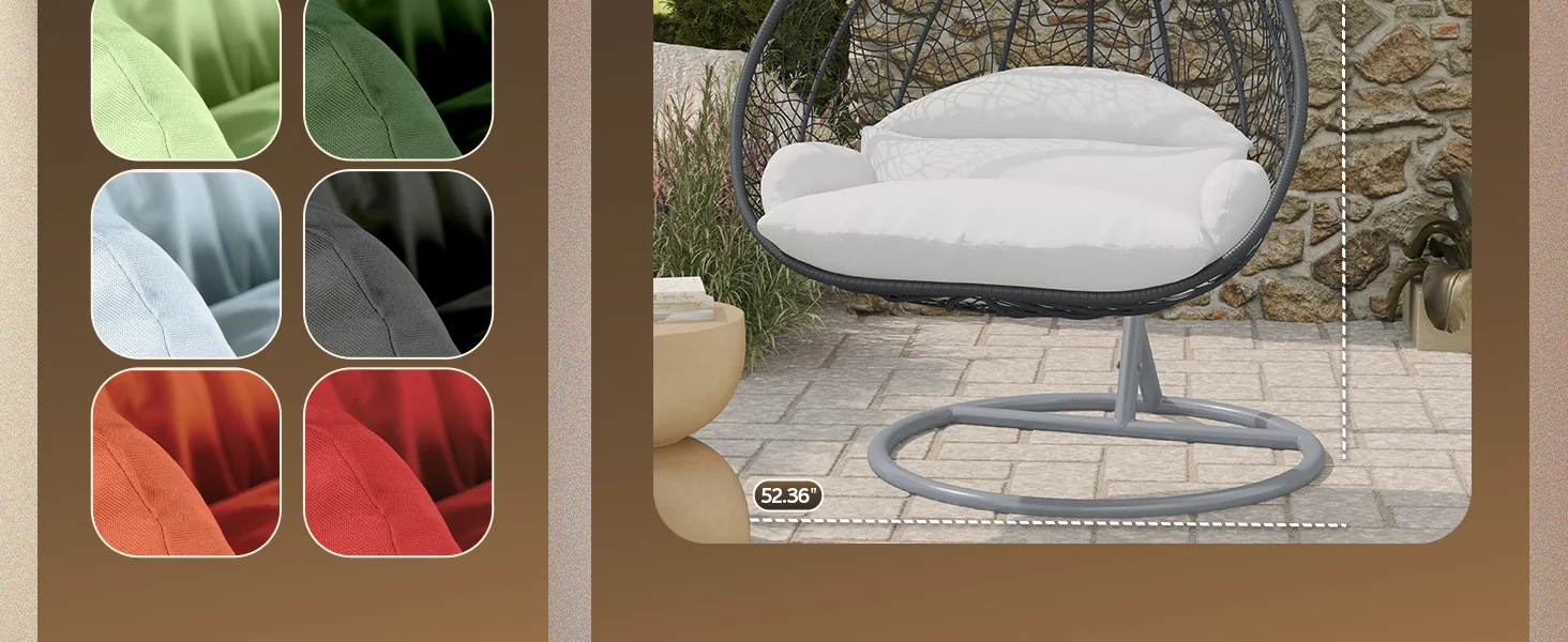 Recluse Collection Modern Outdoor Swing Chair Grey Frame with ES57 White Cushion