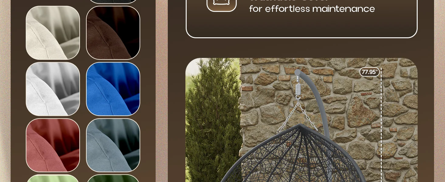 Recluse Collection Modern Outdoor Swing Chair Grey Frame with ES57 White Cushion